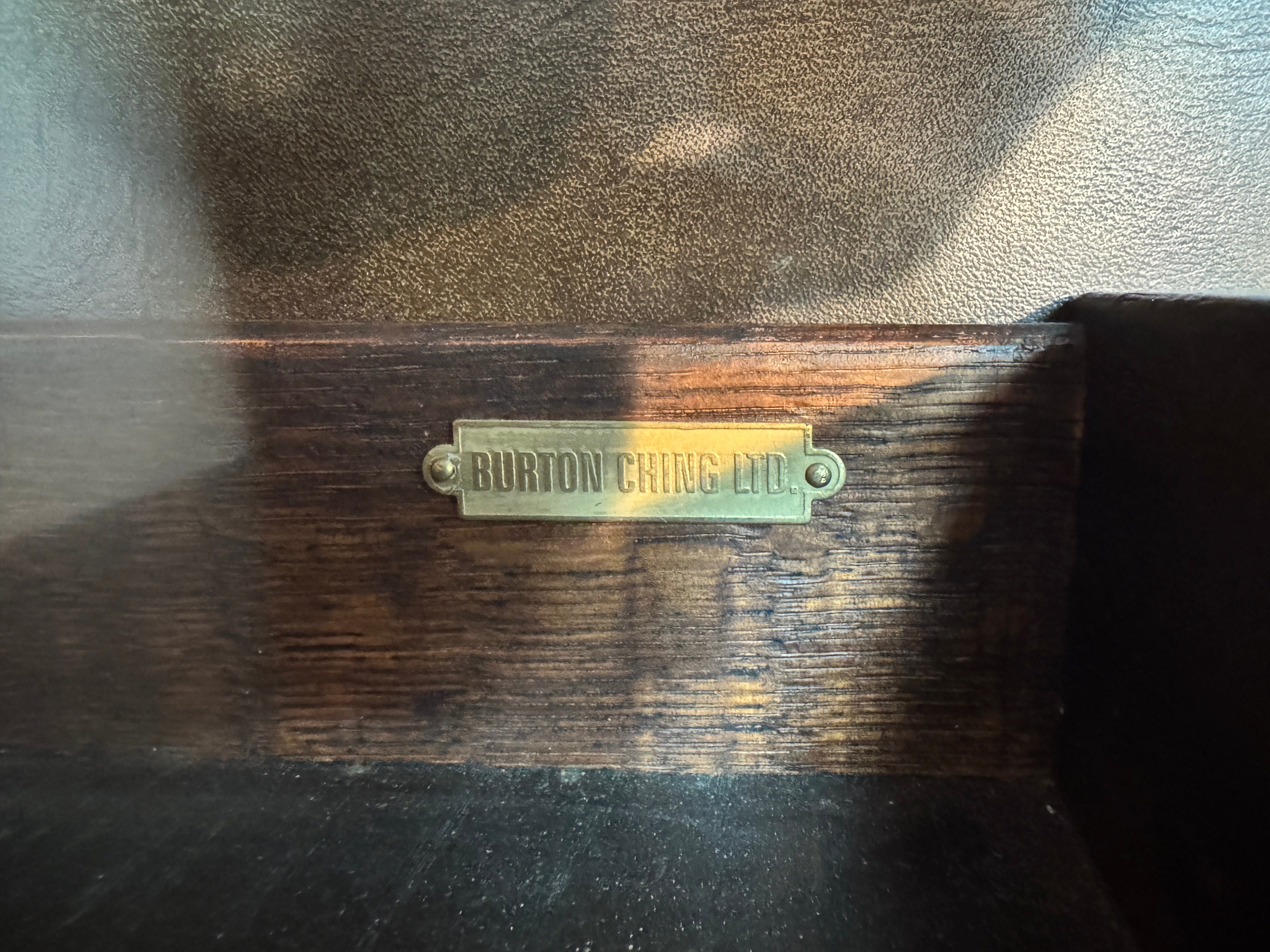 AF1-140: Burton Ching English Georgian Gilt Tooled Leather Top Walnut Games Table Late 20th Century