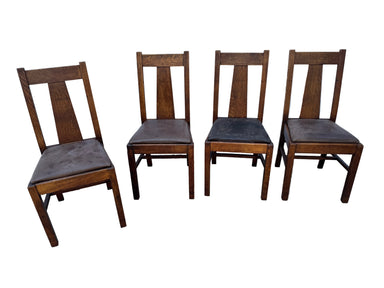 Antique Mission Arts & Crafts Oak Dining Chairs | Work of Man