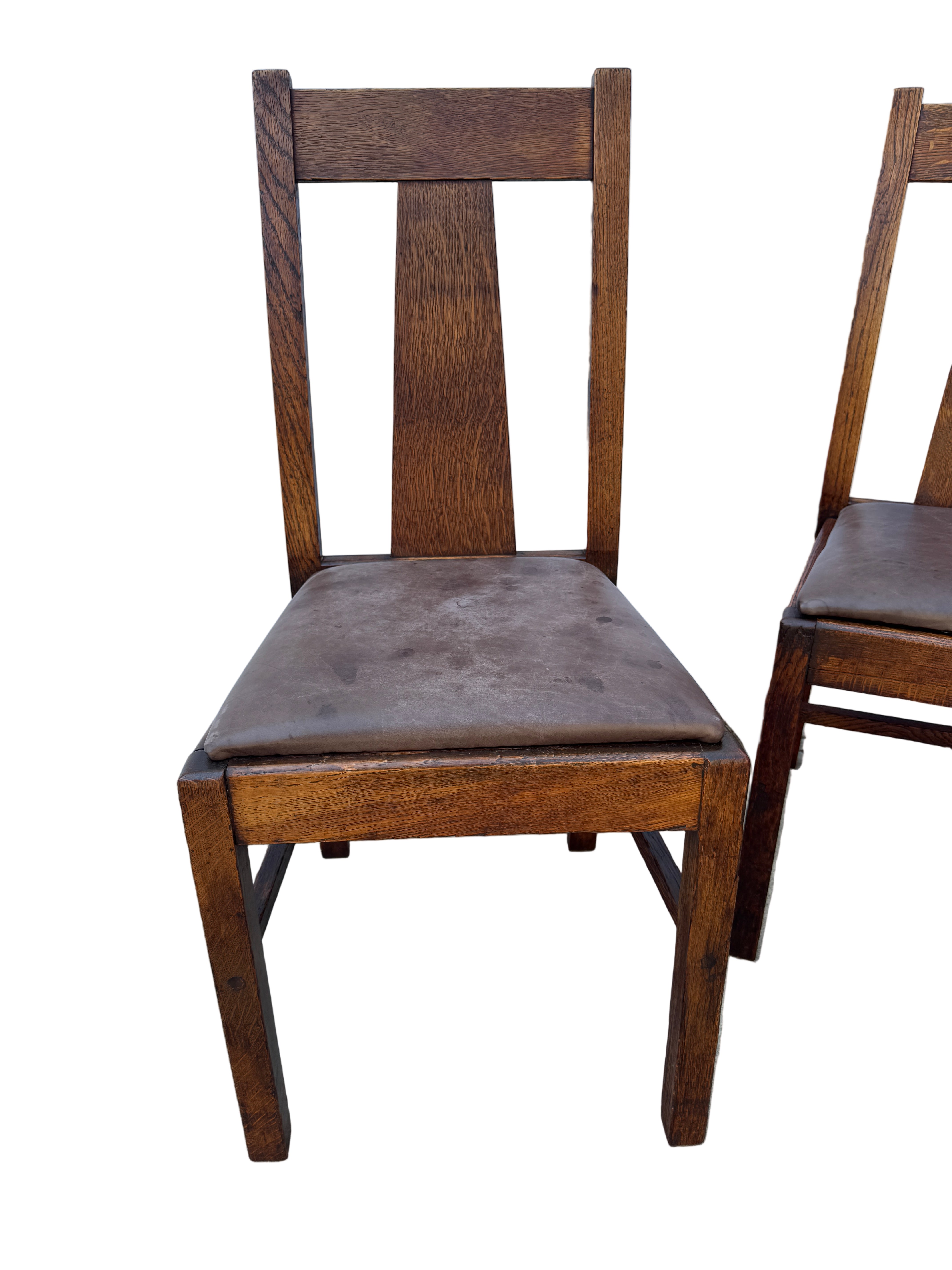 Antique Mission Arts & Crafts Oak Dining Chairs | Work of Man