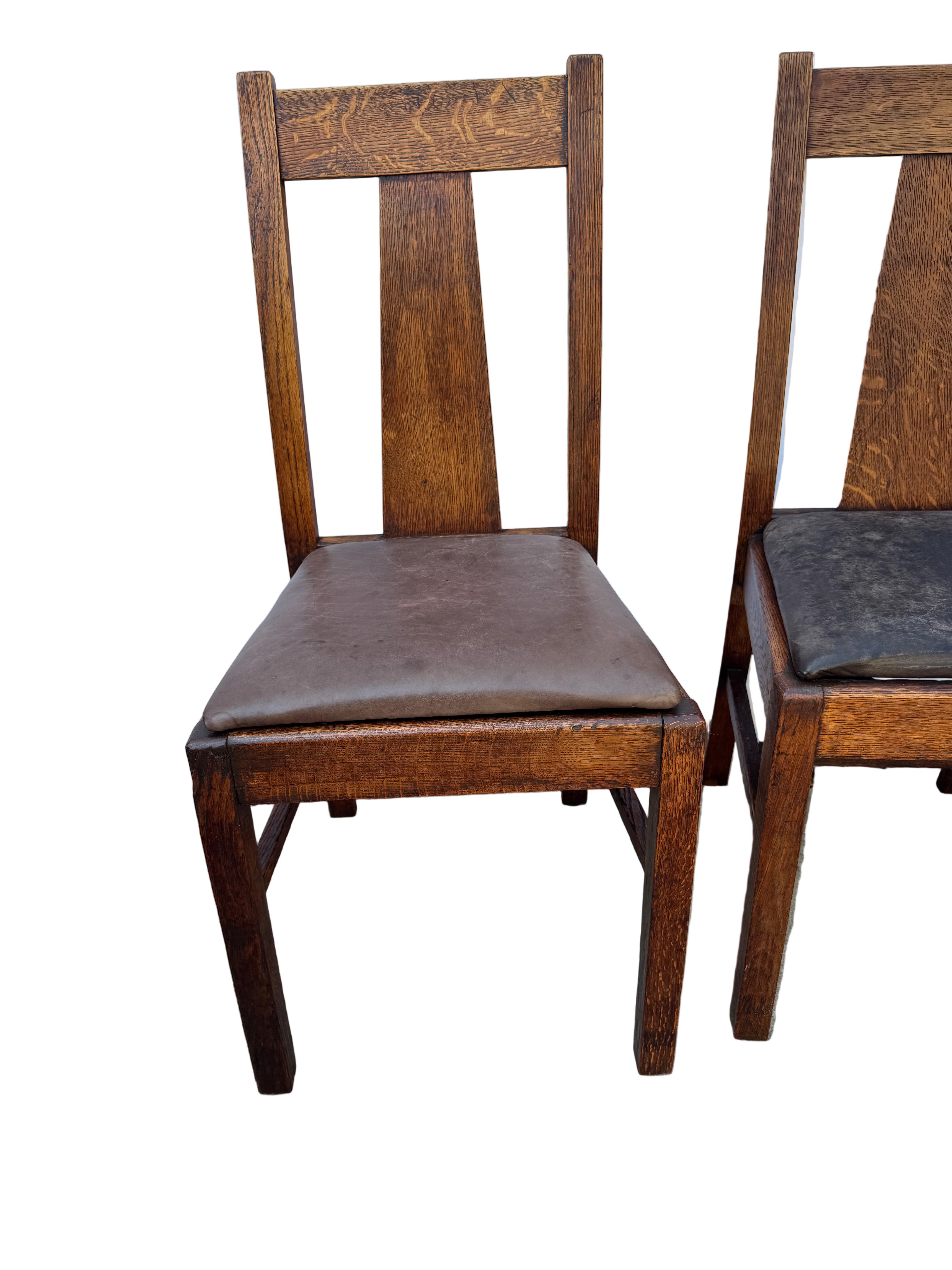 Antique Mission Arts & Crafts Oak Dining Chairs | Work of Man