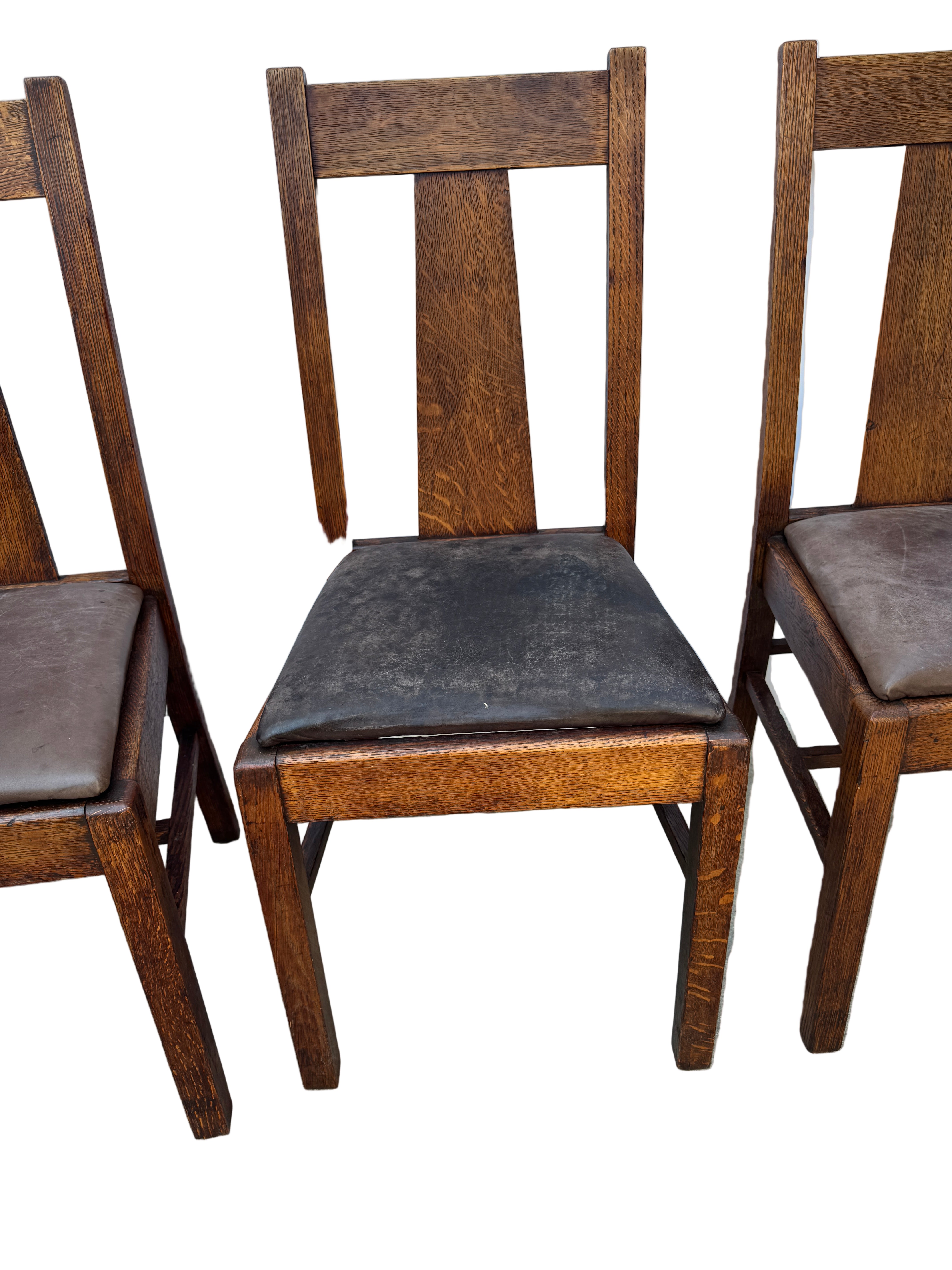 Antique Mission Arts & Crafts Oak Dining Chairs | Work of Man