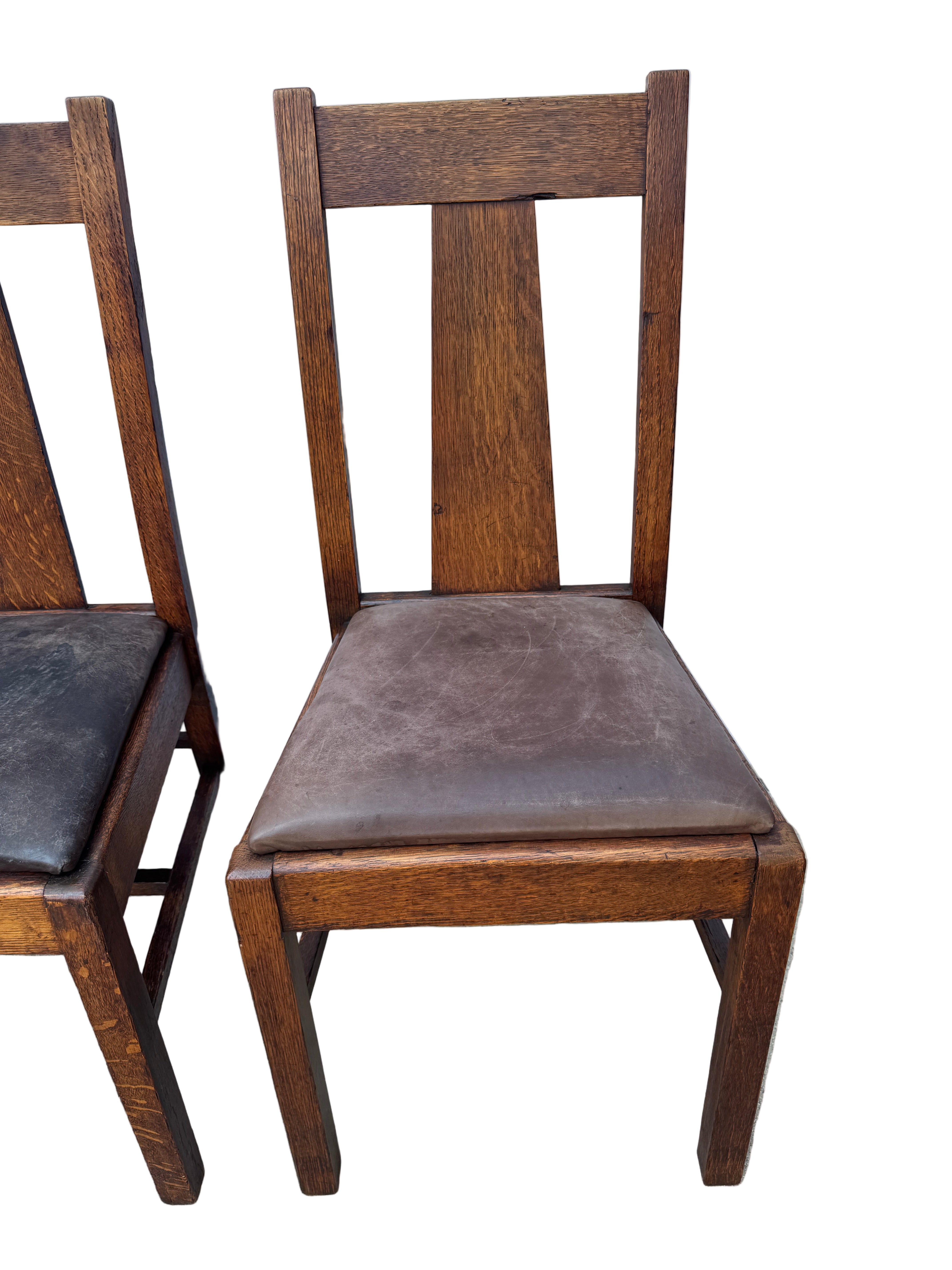 Antique Mission Arts & Crafts Oak Dining Chairs | Work of Man