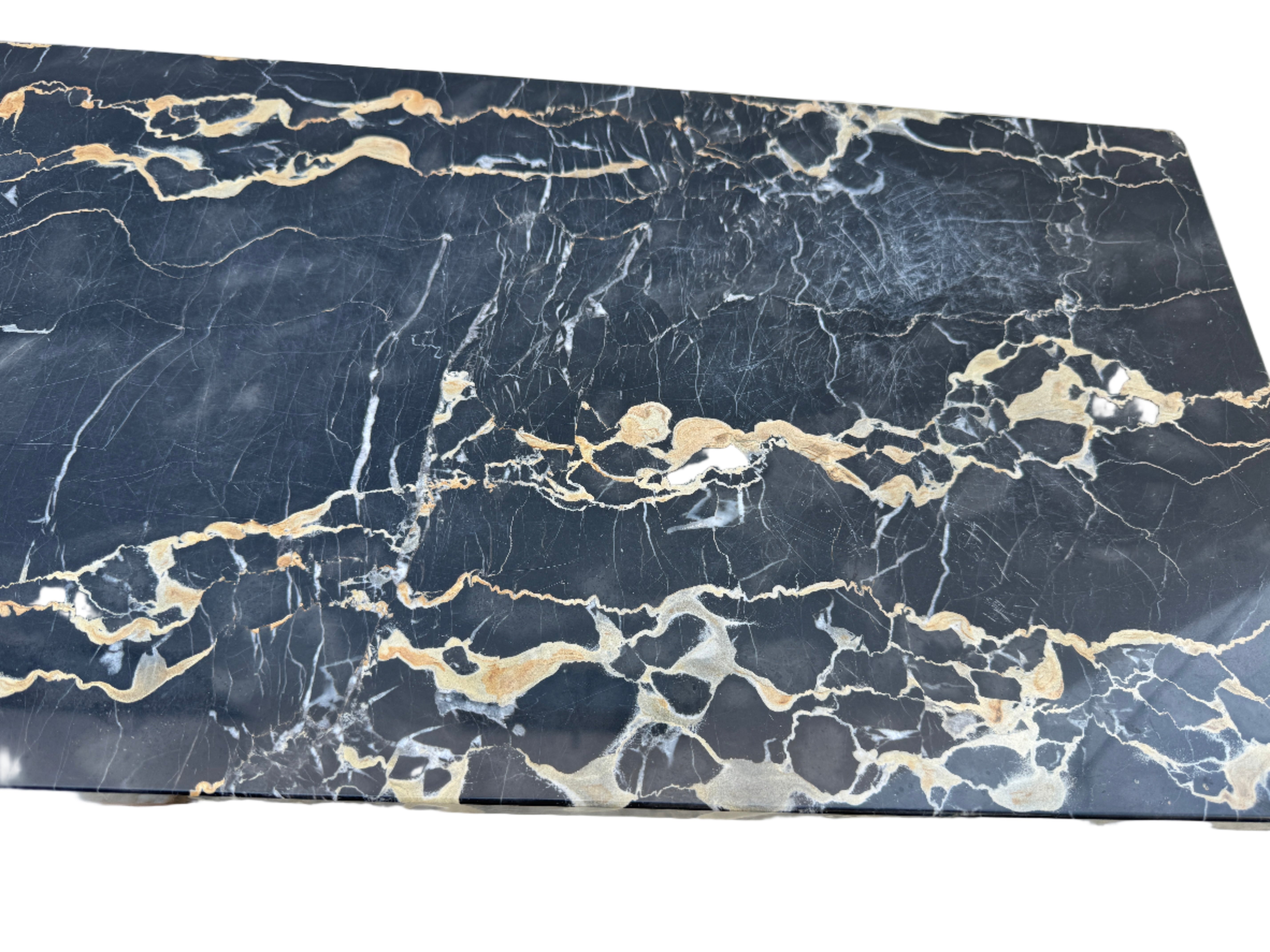 French Empire Style Mid Century Console Table & Mirror With Portoro Marble | Work of Man