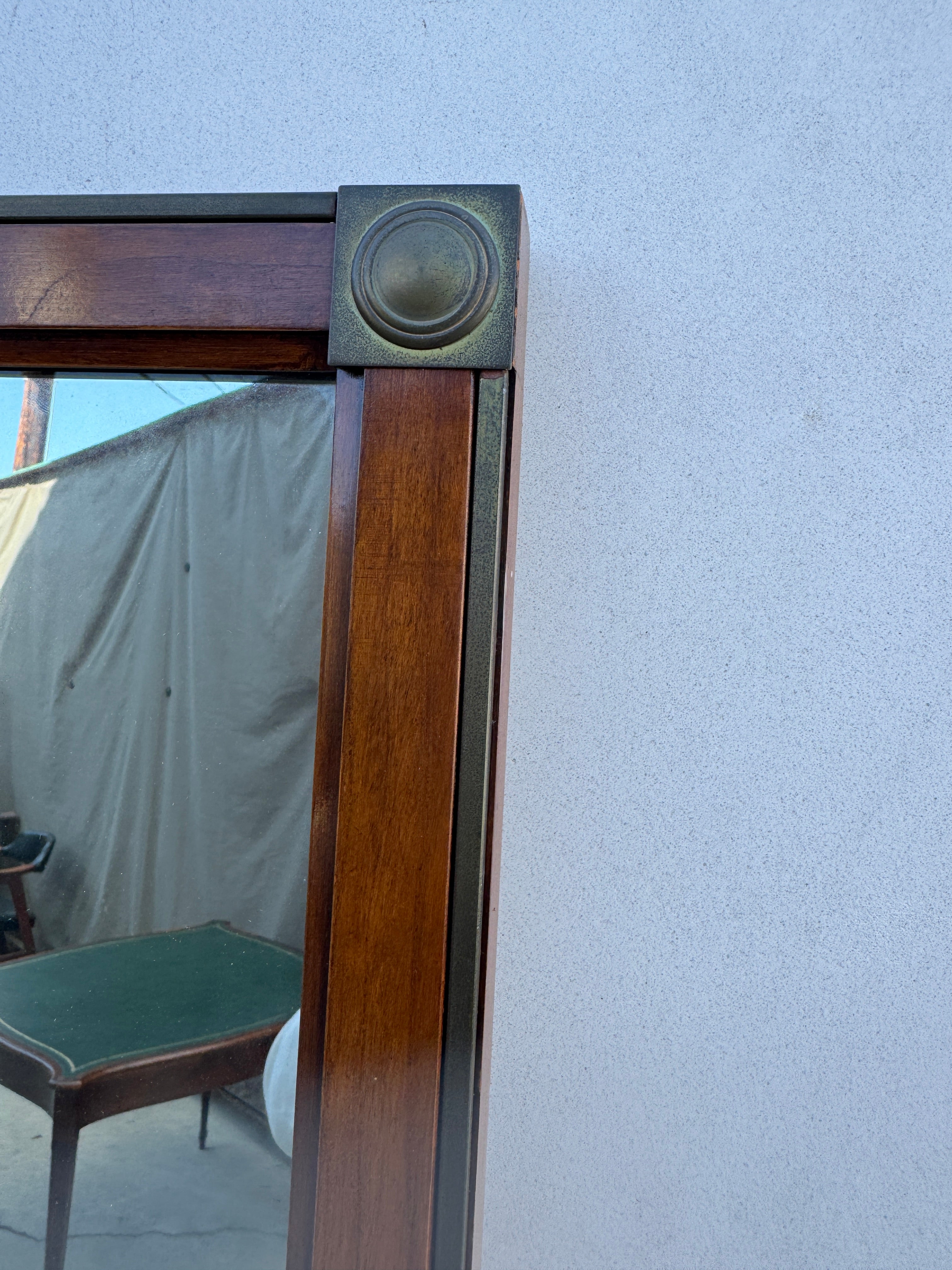 French Empire Style Mid Century Console Table & Mirror With Portoro Marble | Work of Man