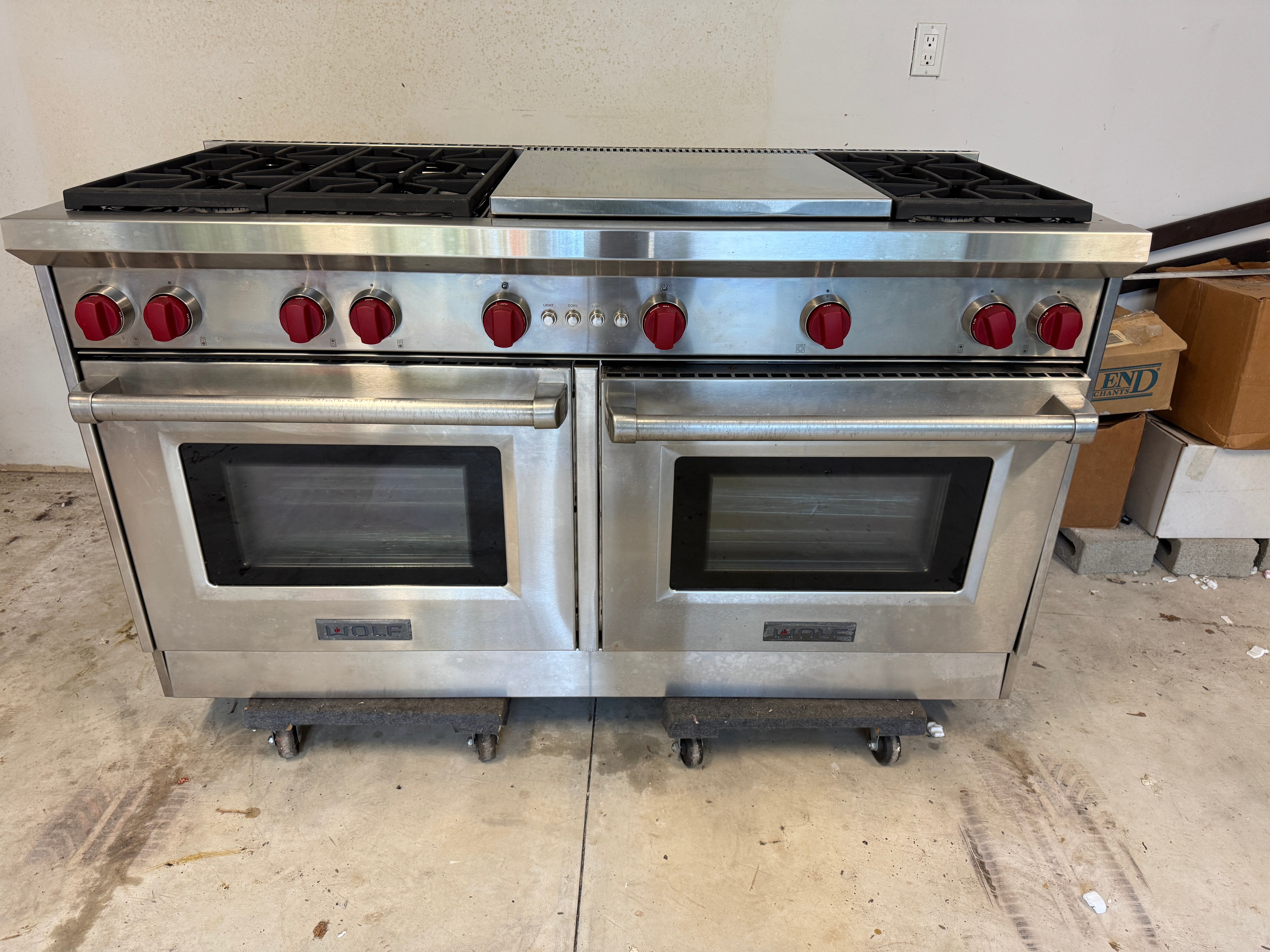 CR13-001: Wolf 60" Gas Range Model # GR606F With French Top Never Used