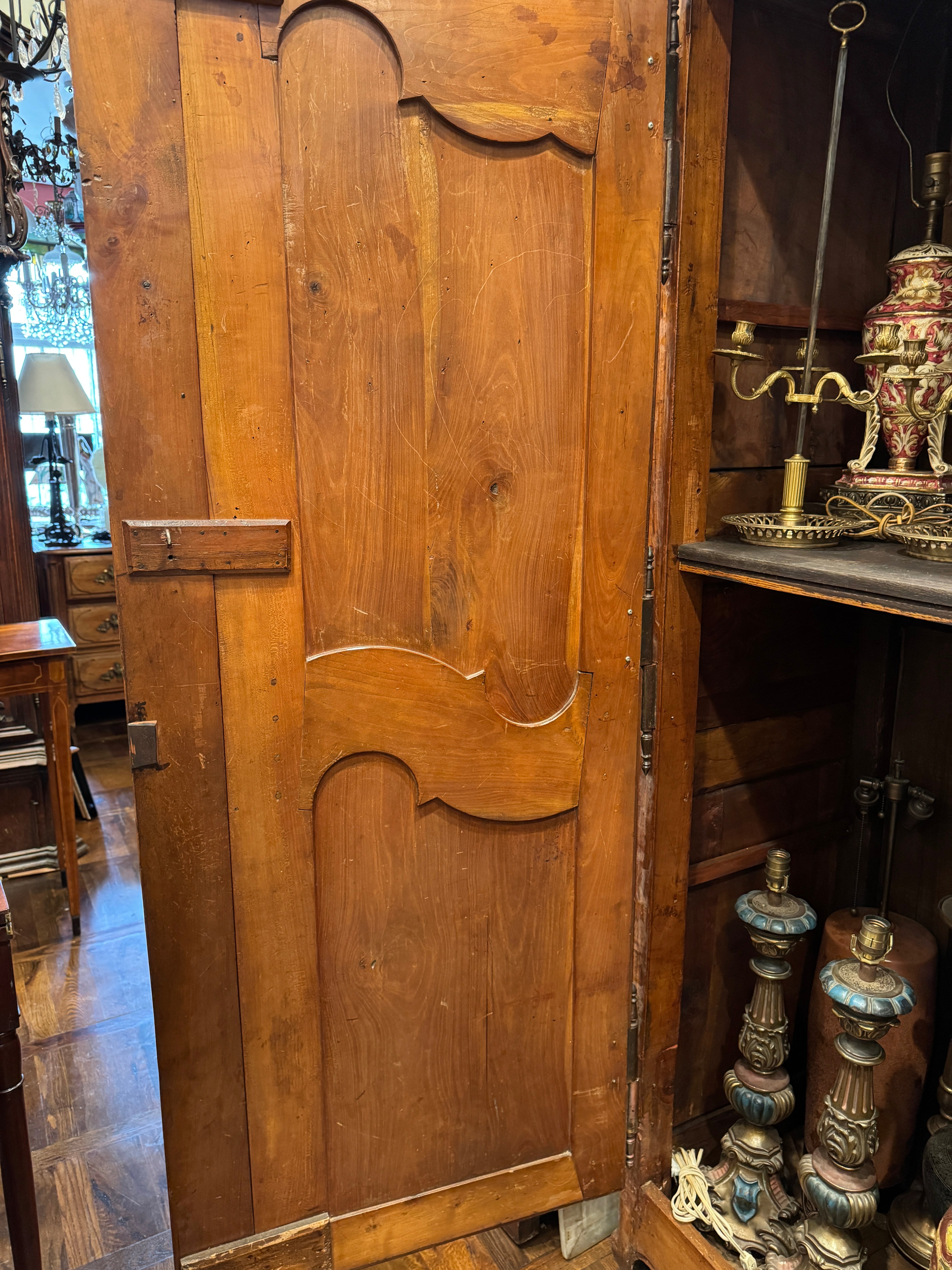 AF3-141: ANTIQUE MID 18TH CENTURY FRENCH PROVINCIAL CHERRY WOOD ARMOIRE - RESTORED