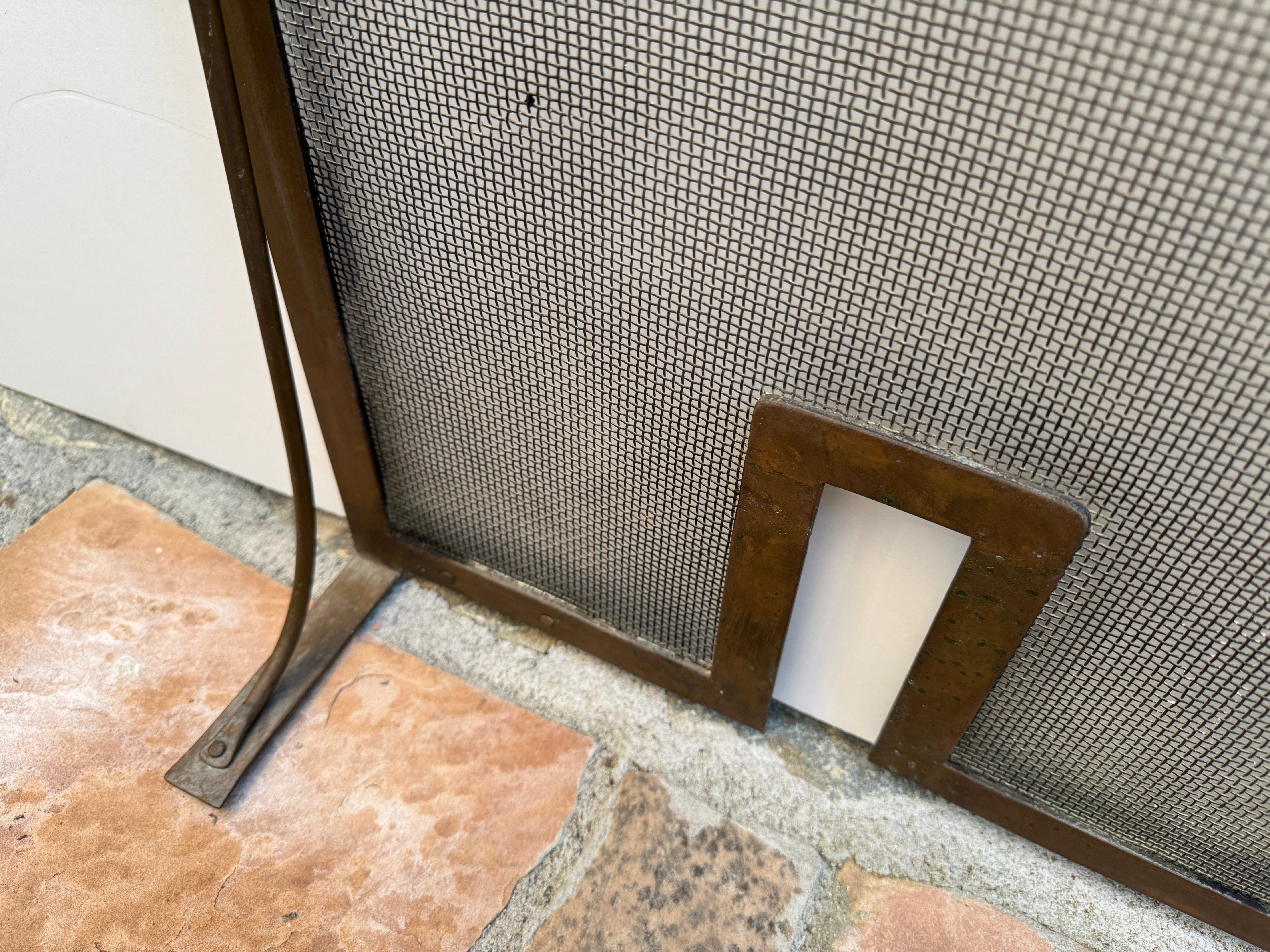 AA3-301: Late 19th Century Hand Made Brass Fire Screen