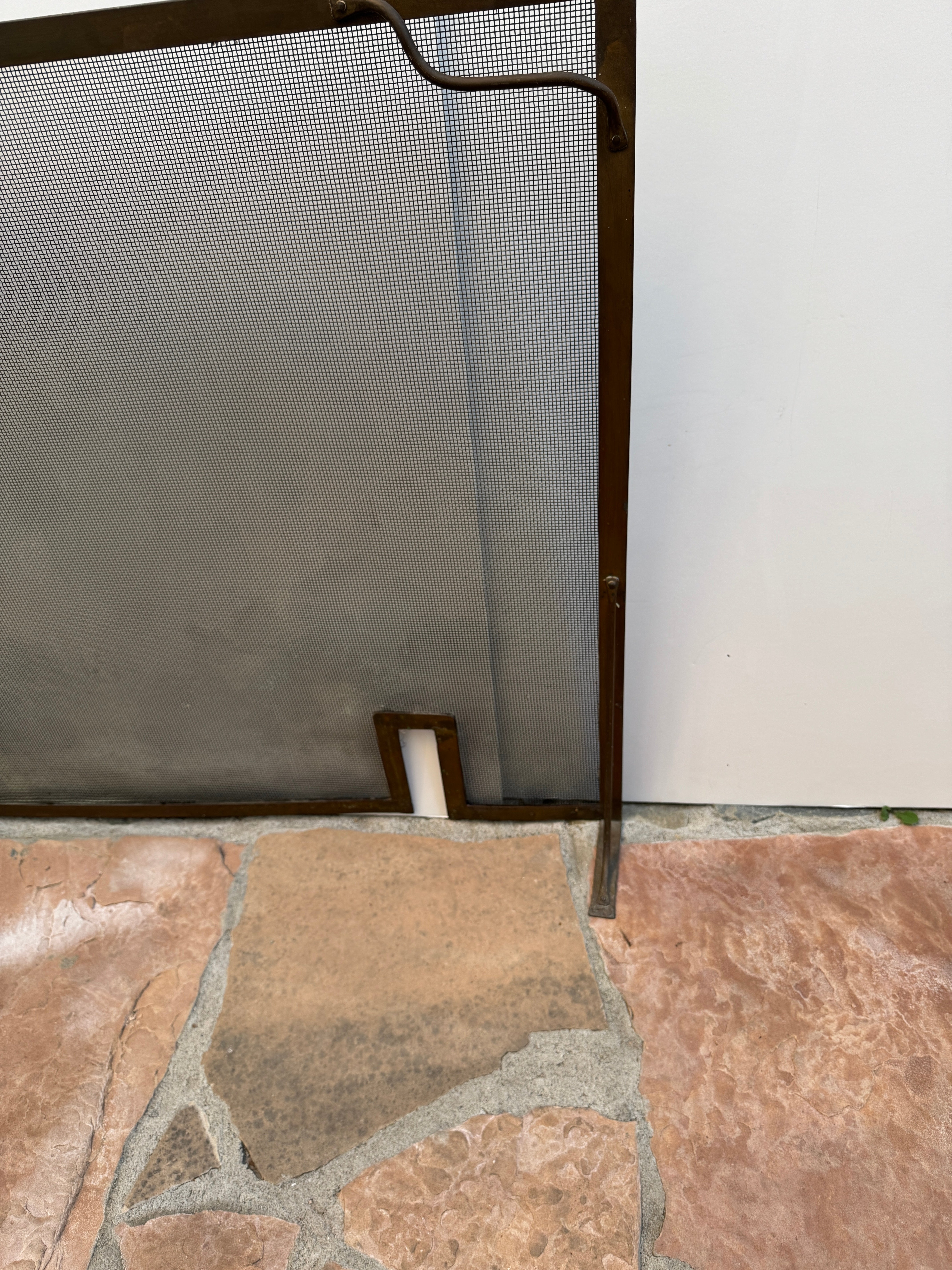 AA3-301: Late 19th Century Hand Made Brass Fire Screen