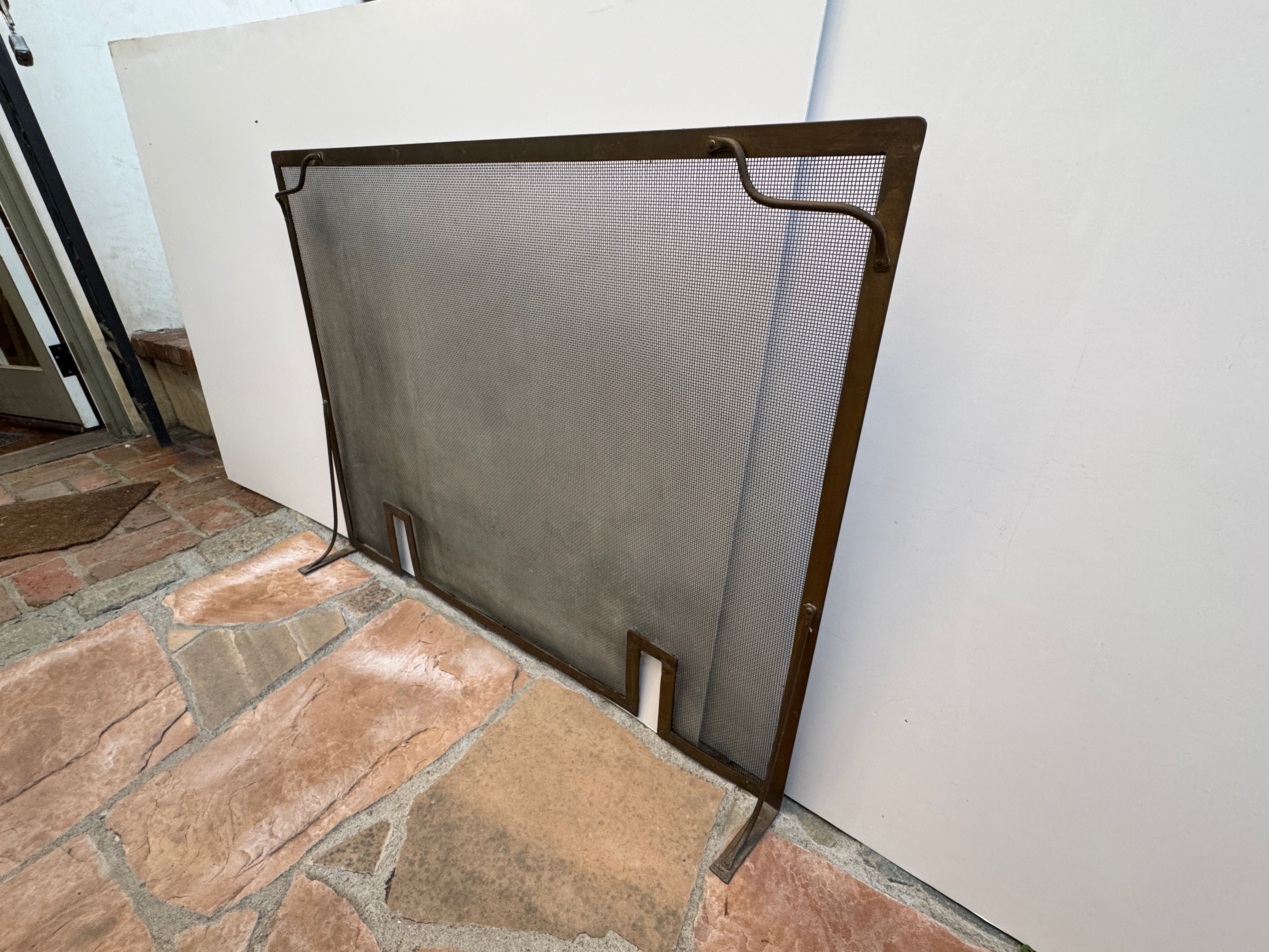 AA3-301: Late 19th Century Hand Made Brass Fire Screen