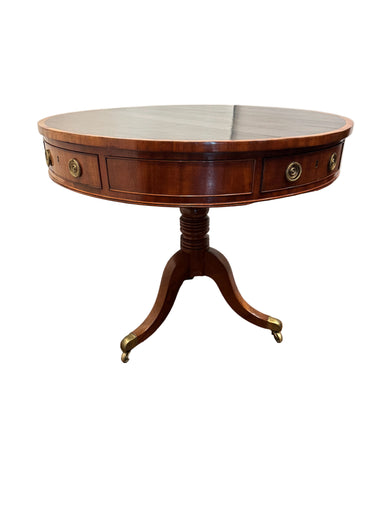 Antique Early 19th Century English Regency Mahogany Drum Rent Table | Work of Man