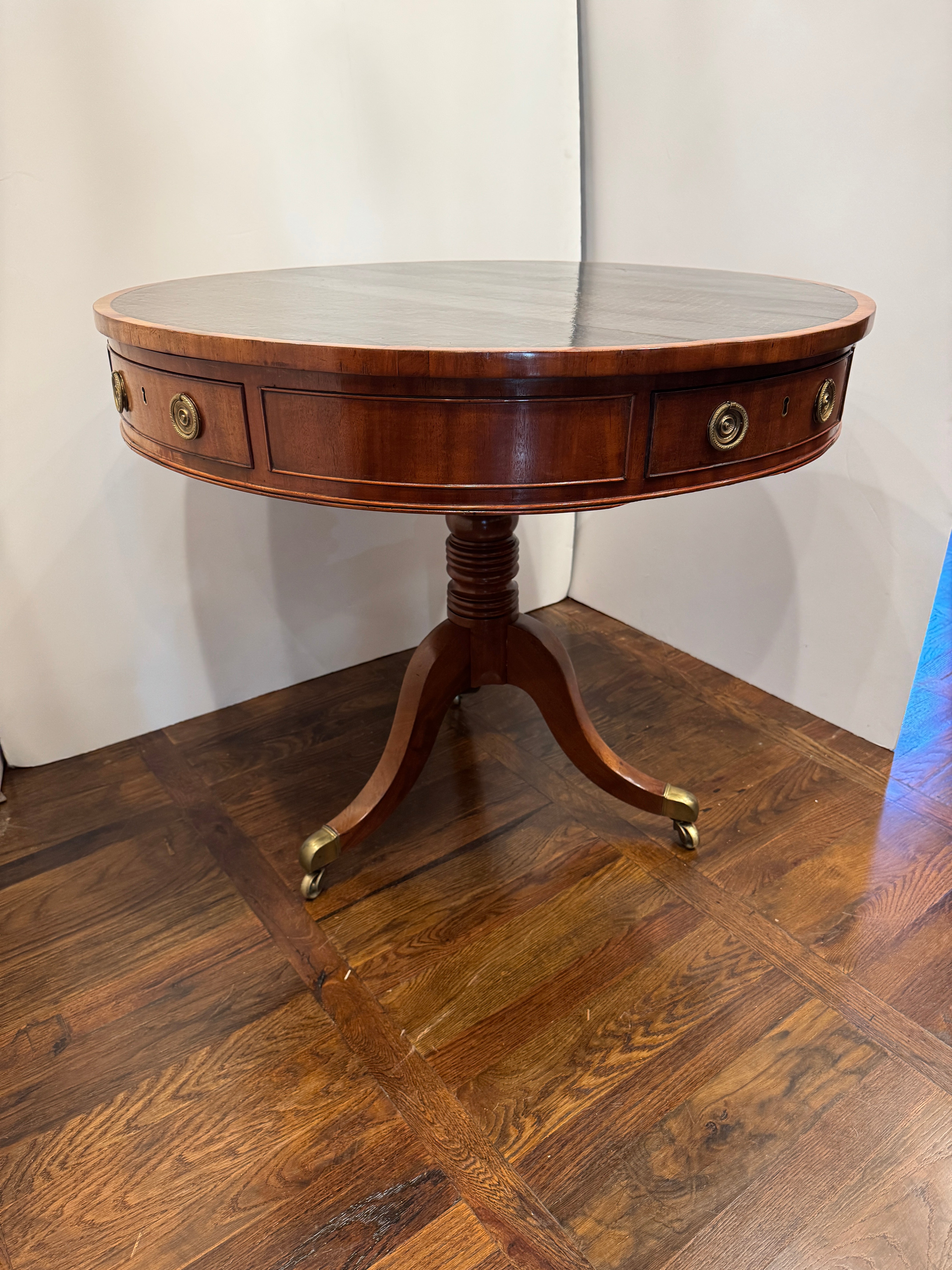 Antique Early 19th Century English Regency Mahogany Drum Rent Table | Work of Man