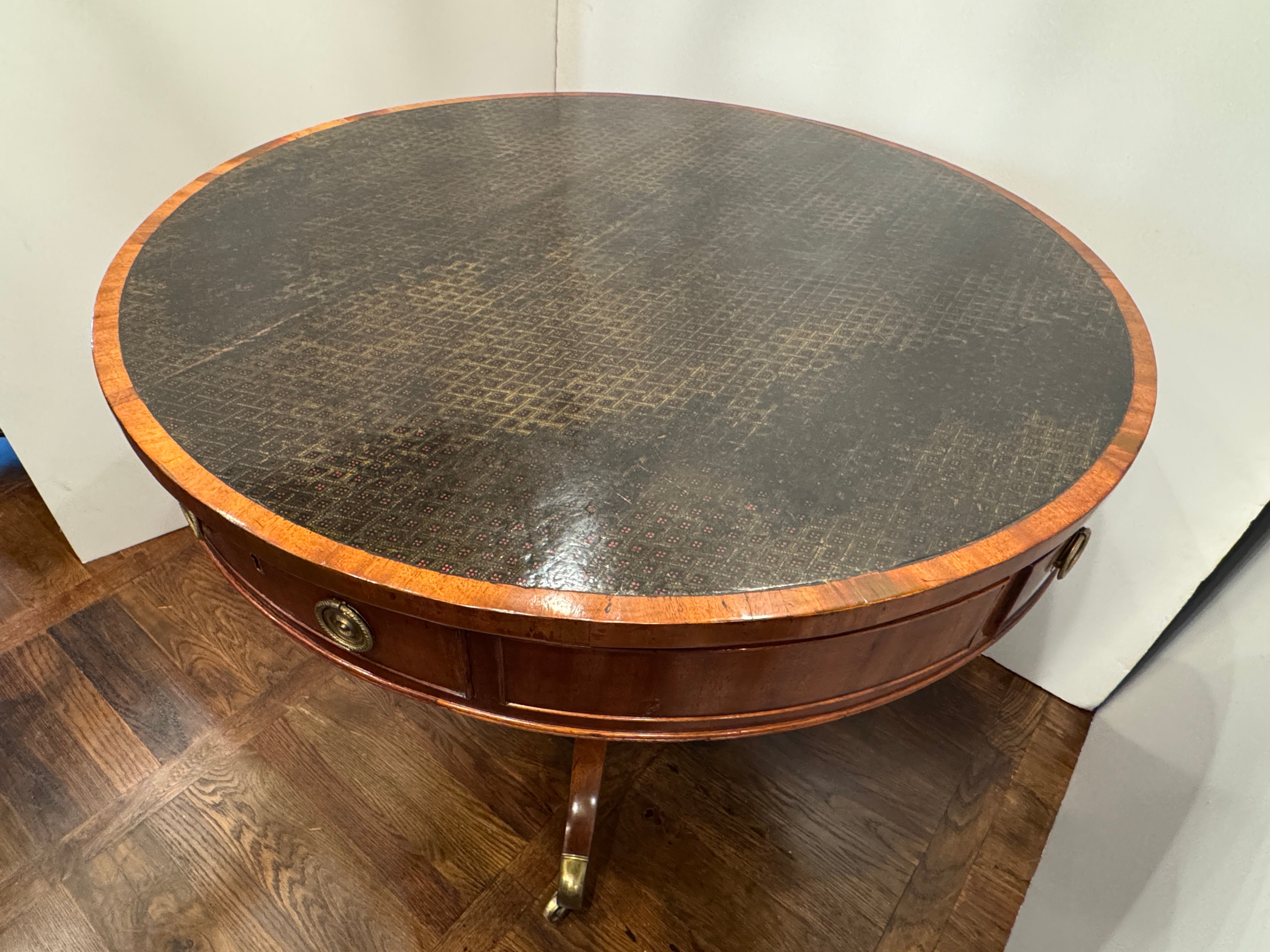 AF1-061: Antique Early 19th Century English Regency Mahogany Drum Rent Table