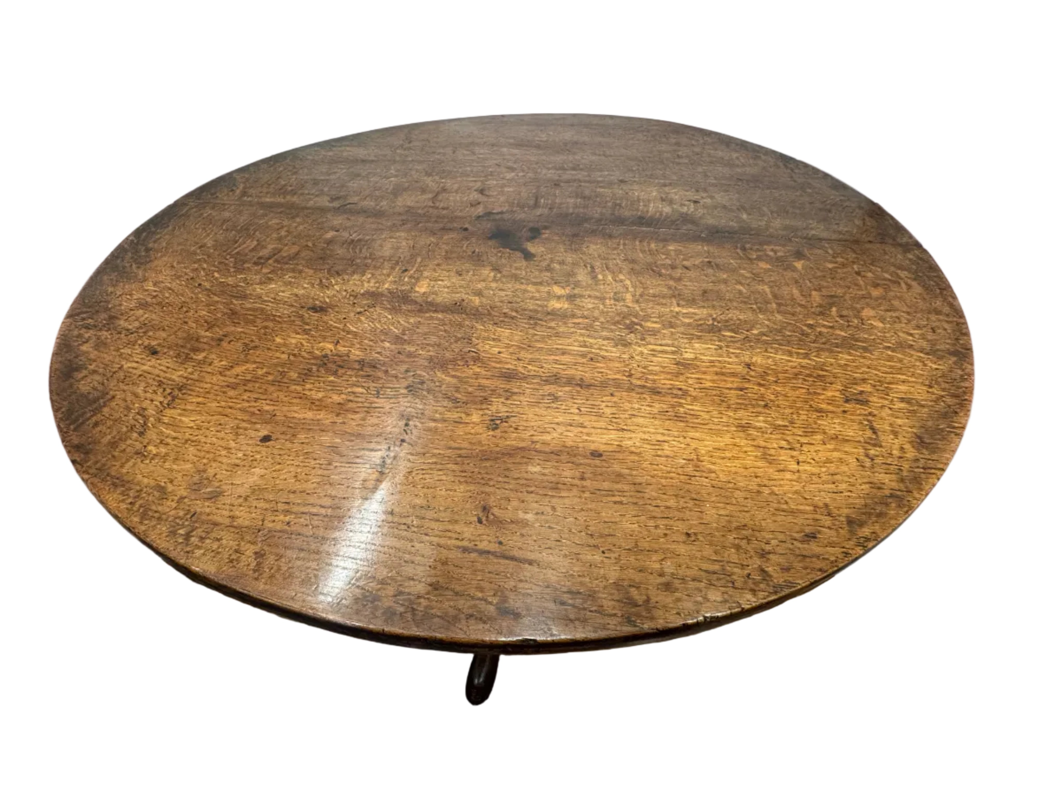 AF1-439: Antique George III Quarter Sawn Oak Tripod Table With Birdcage Late 18th Century