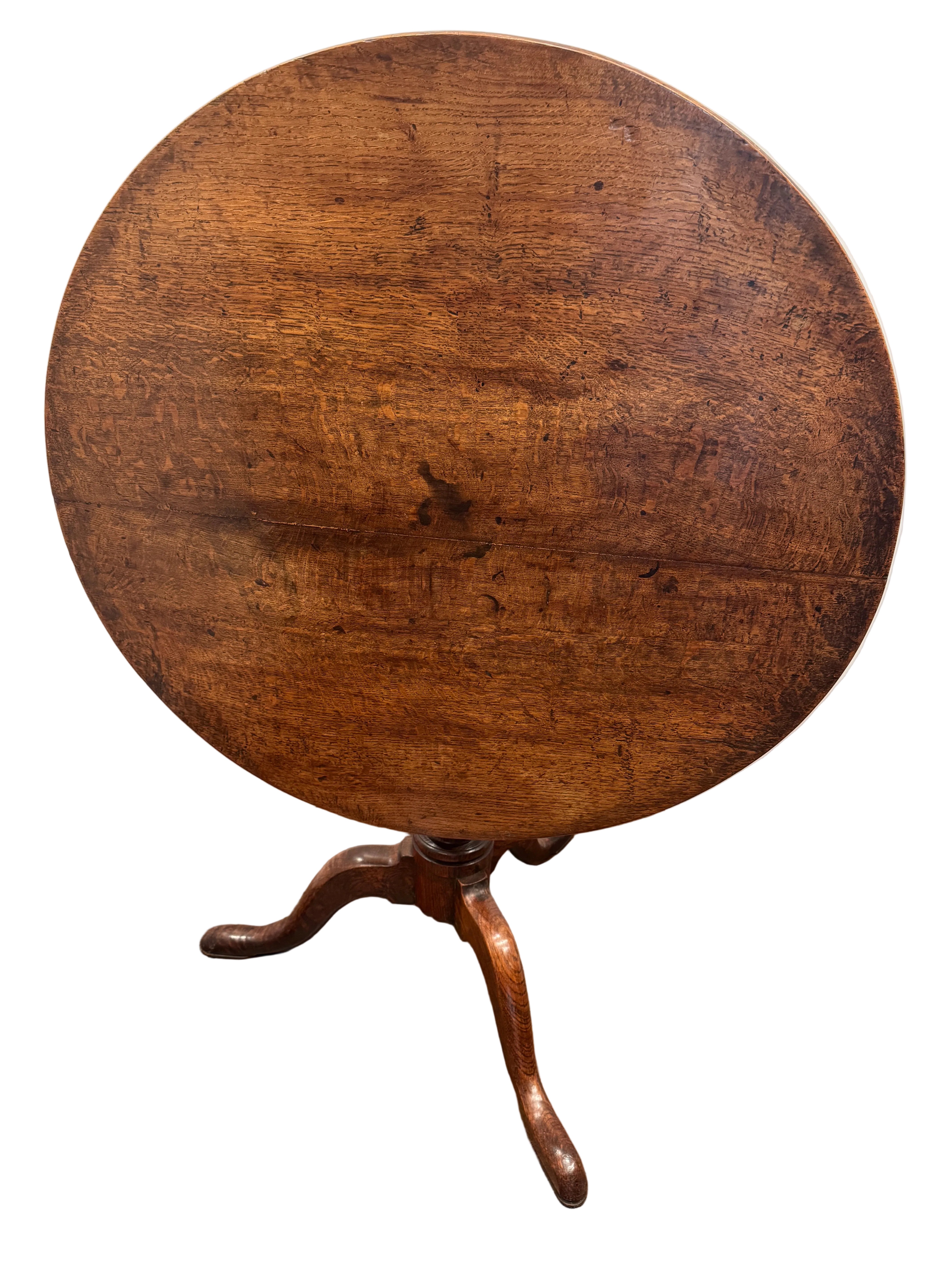 Antique George III Quarter Sawn Oak Tripod Table With Birdcage Late 18th Century | Work of Man