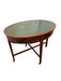 Antique English Mahogany Leather Top Oval Game Table  | Work of Man