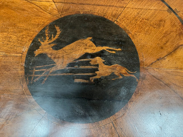 AF1-070:  Antique American Classical Walnut Center Table With Stags Leap Inlay Early 19th Century