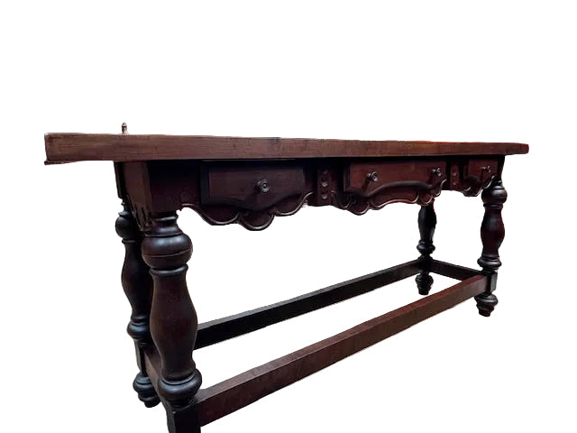 AF1-317: Antique Late 19th Century Mahogany Spanish Colonial Revival Console Table