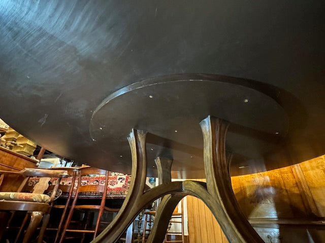 AF1-356: Therien Studio Workshops Large Walnut Circular Dining Table Late 20th Century