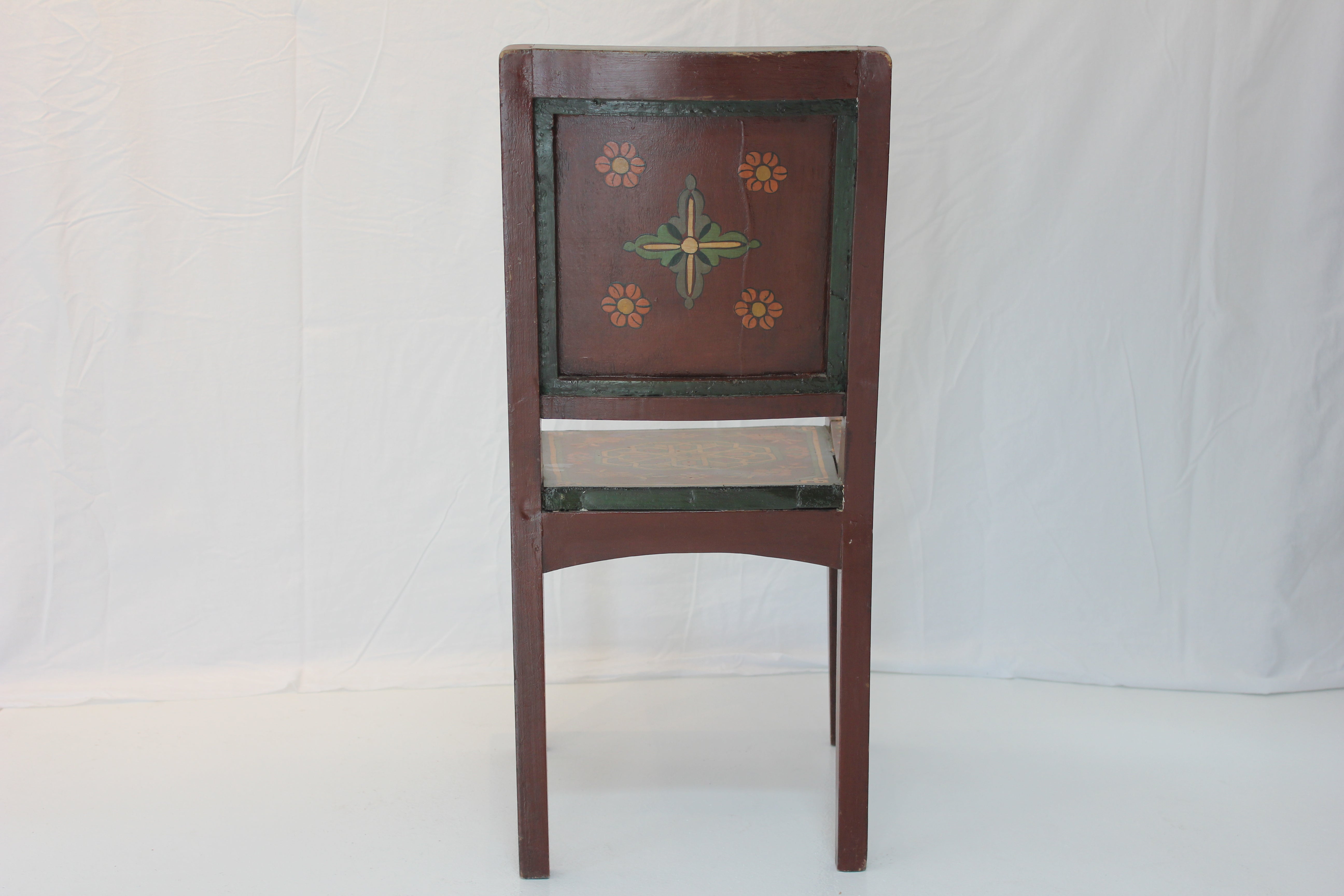 AF2-307: Vintage Moroccan Hand Painted Side Chair