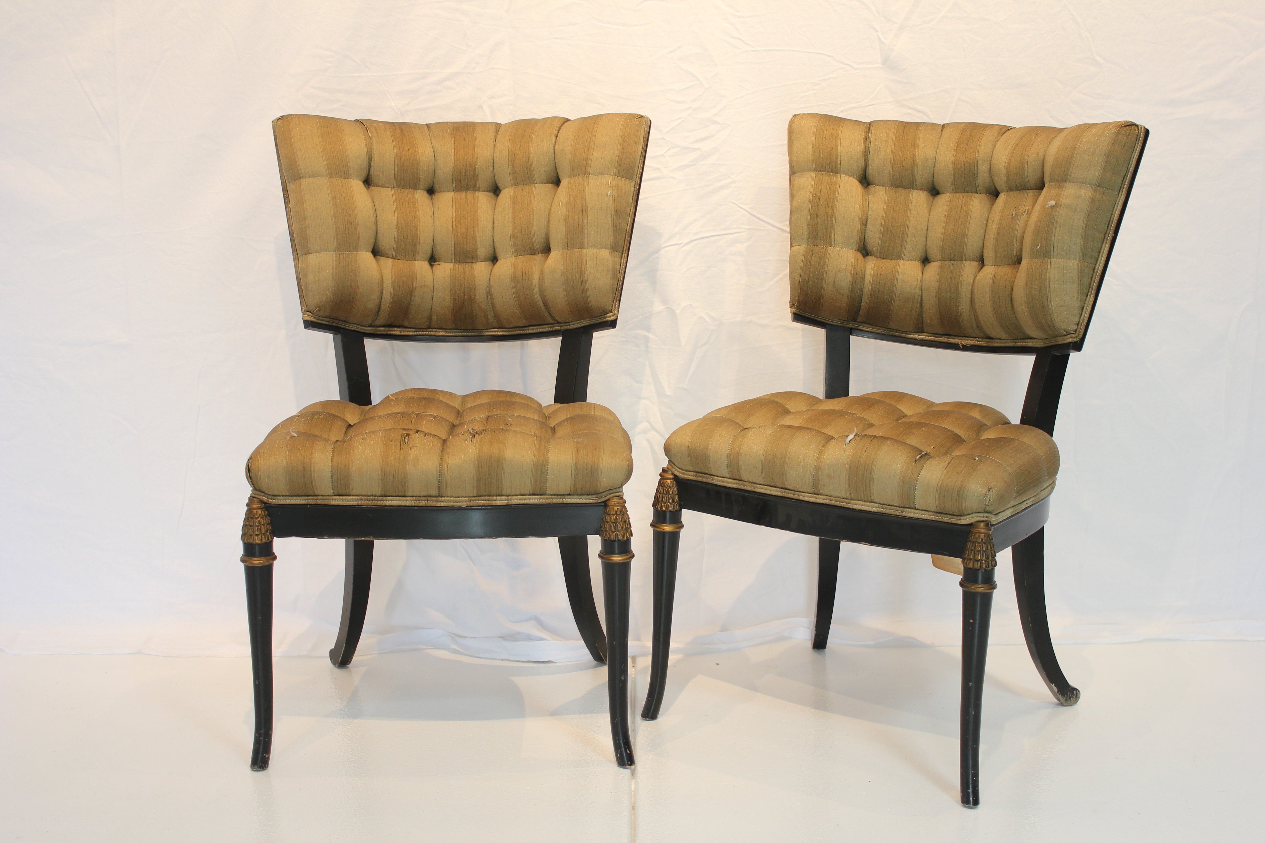 AF2-313: Vintage Pair of mid 20th Century Billy Haines Style Hollywood Regency Style Side Chairs (Needing New Upholstery)
