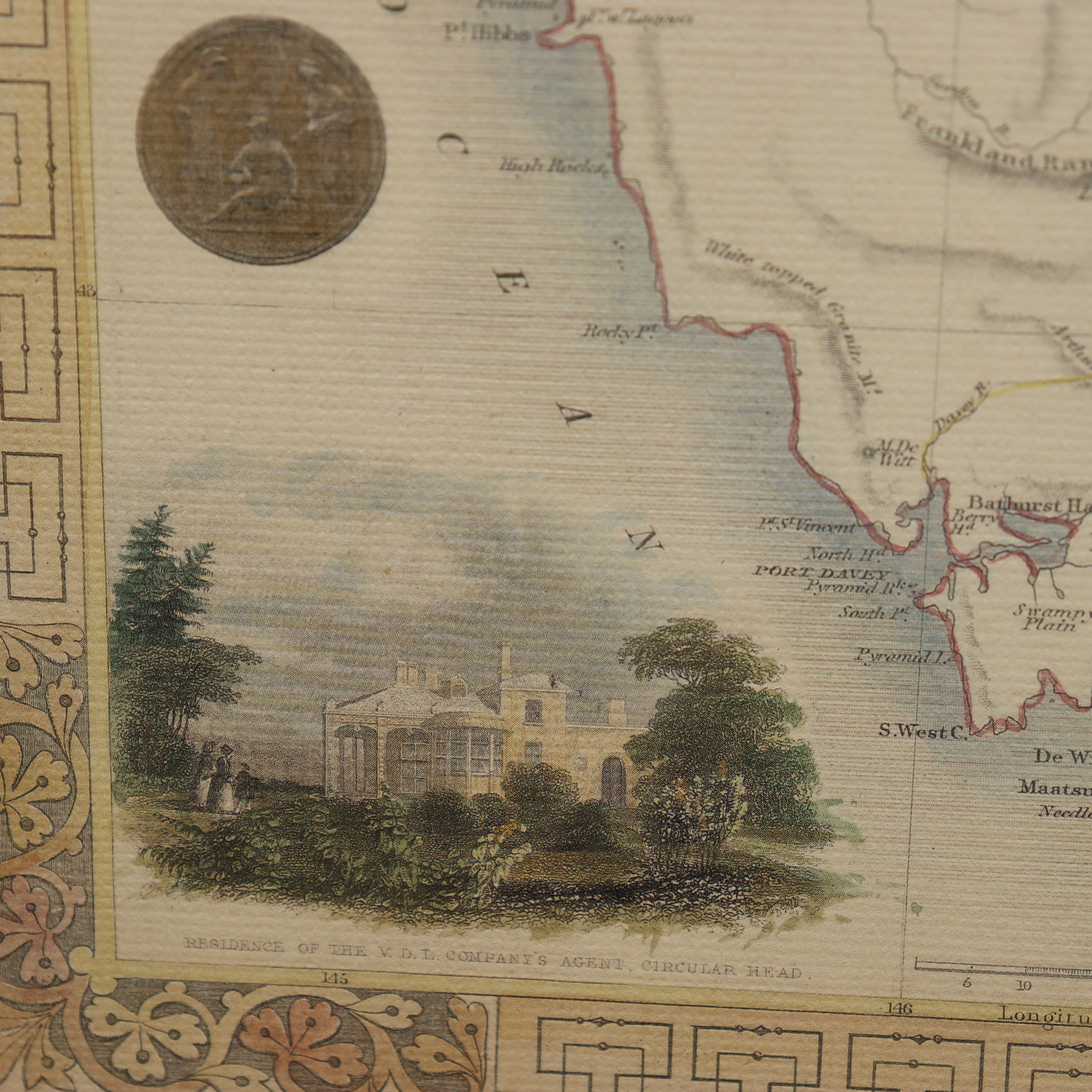 AW7-073: Later 20th Century Re-Printed Engraving of J. Rogers Map of Van Diemen's Land "Tasmania"