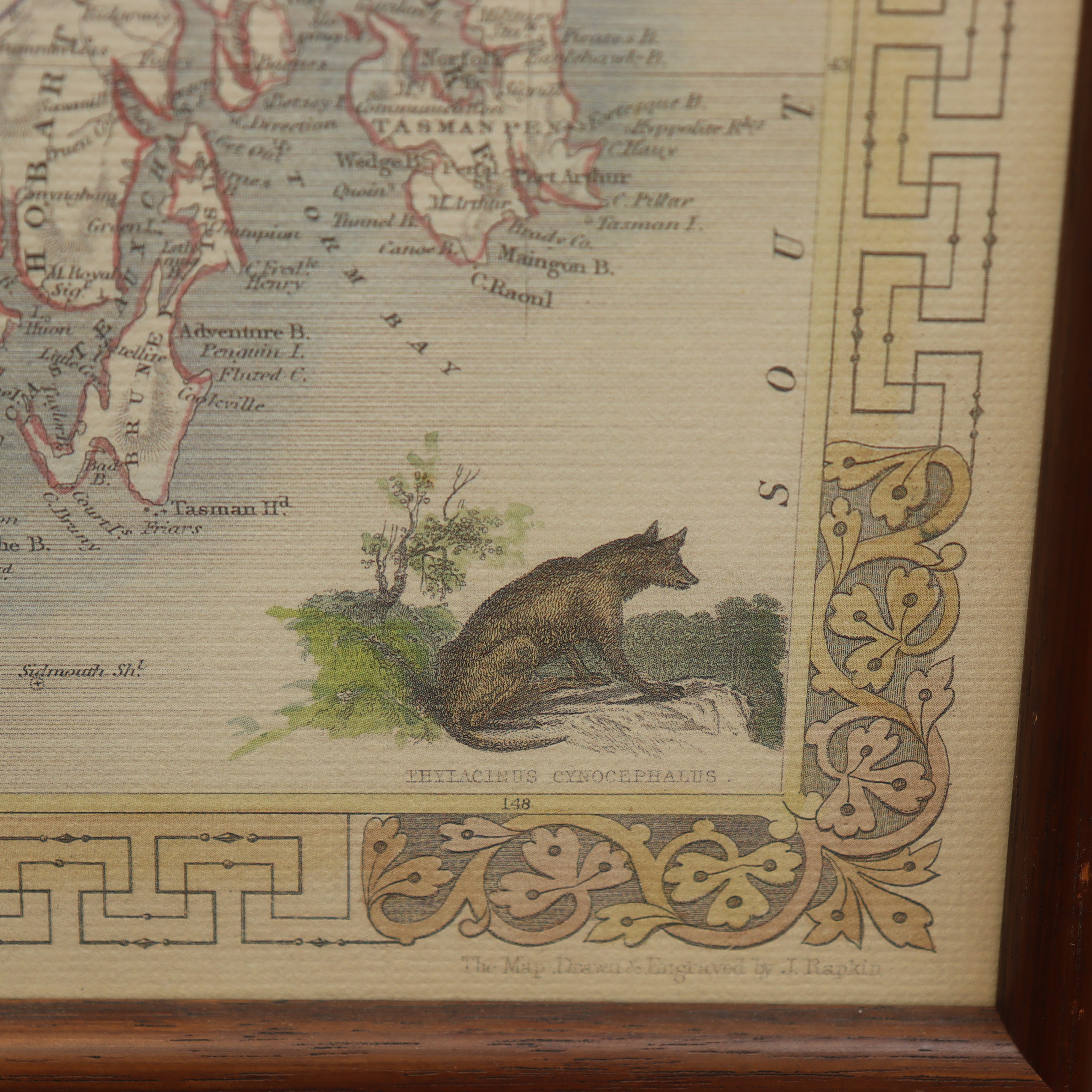 AW7-073: Later 20th Century Re-Printed Engraving of J. Rogers Map of Van Diemen's Land "Tasmania"