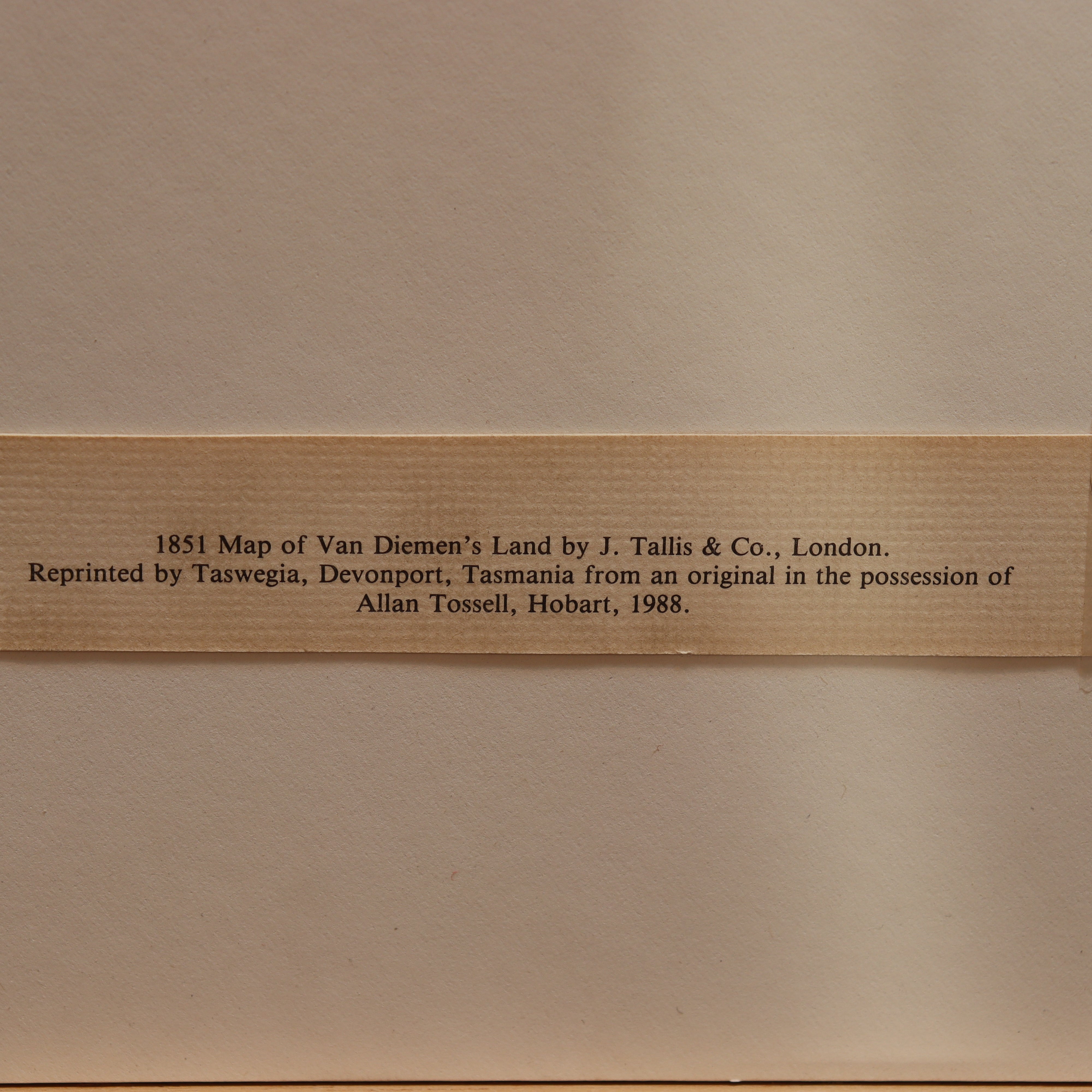 AW7-073: Later 20th Century Re-Printed Engraving of J. Rogers Map of Van Diemen's Land "Tasmania"