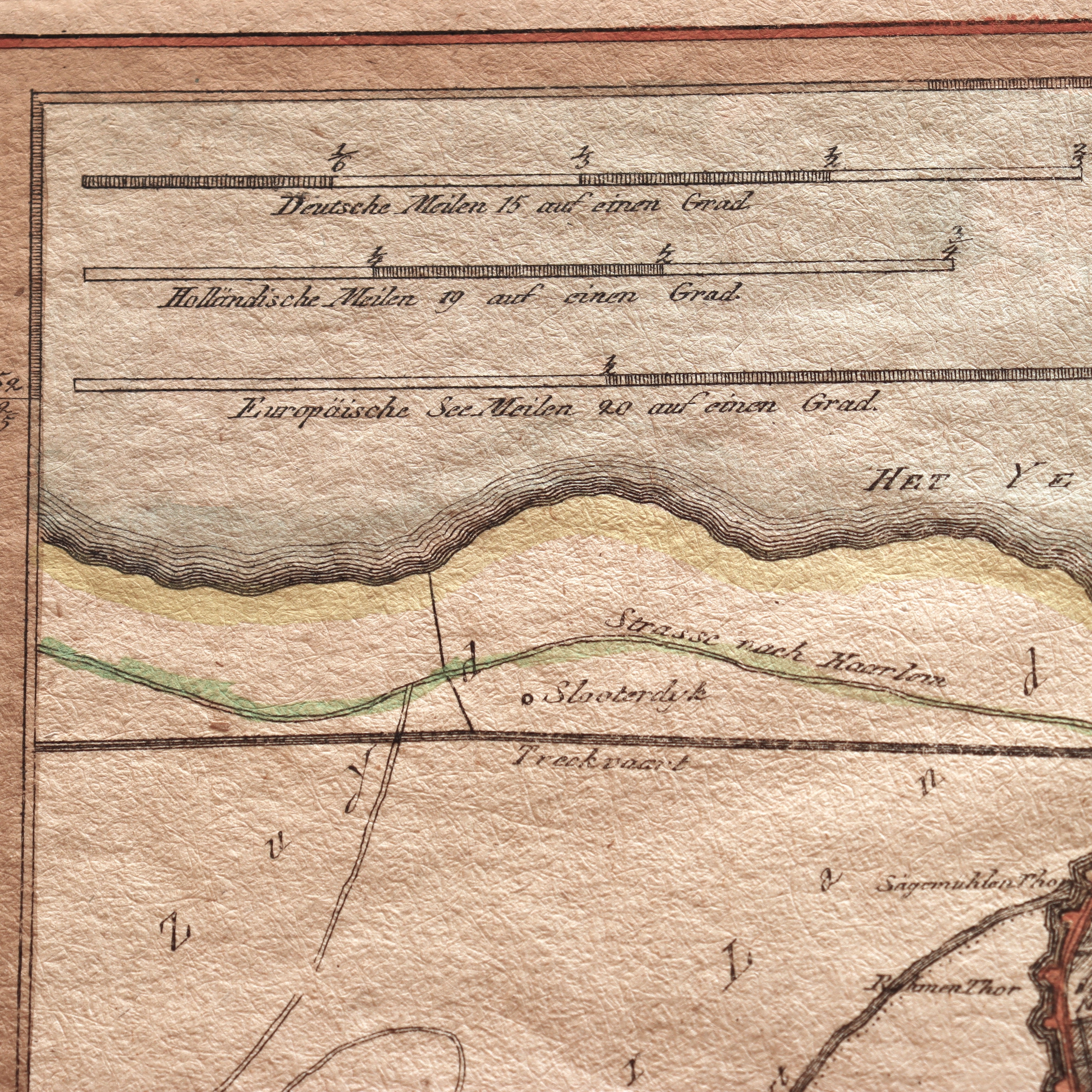 AW7-071: Antique Later Engraving of a 17th Century Hand Colored Engraved Map of the City of Amsterdam