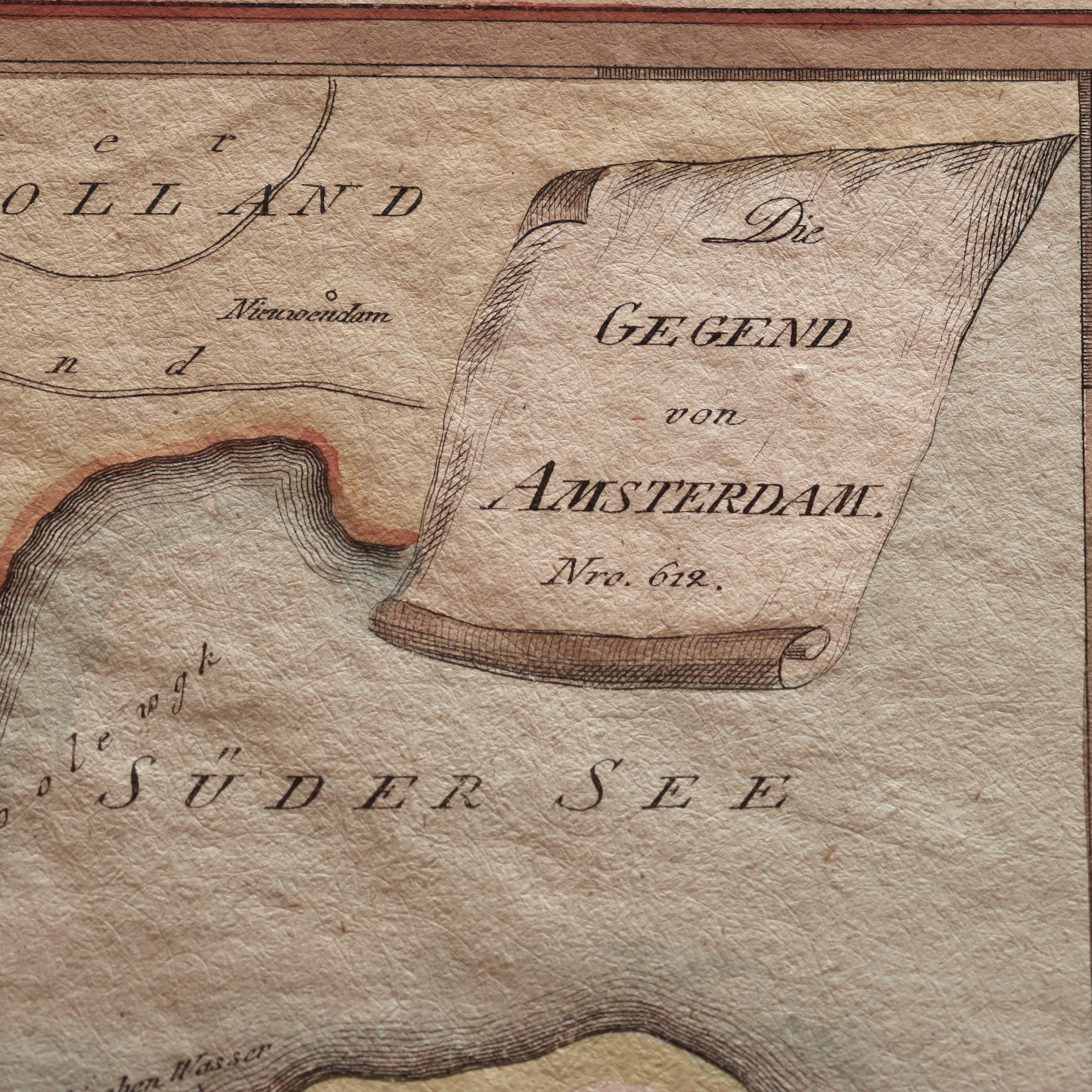 AW7-071: Antique Later Engraving of a 17th Century Hand Colored Engraved Map of the City of Amsterdam