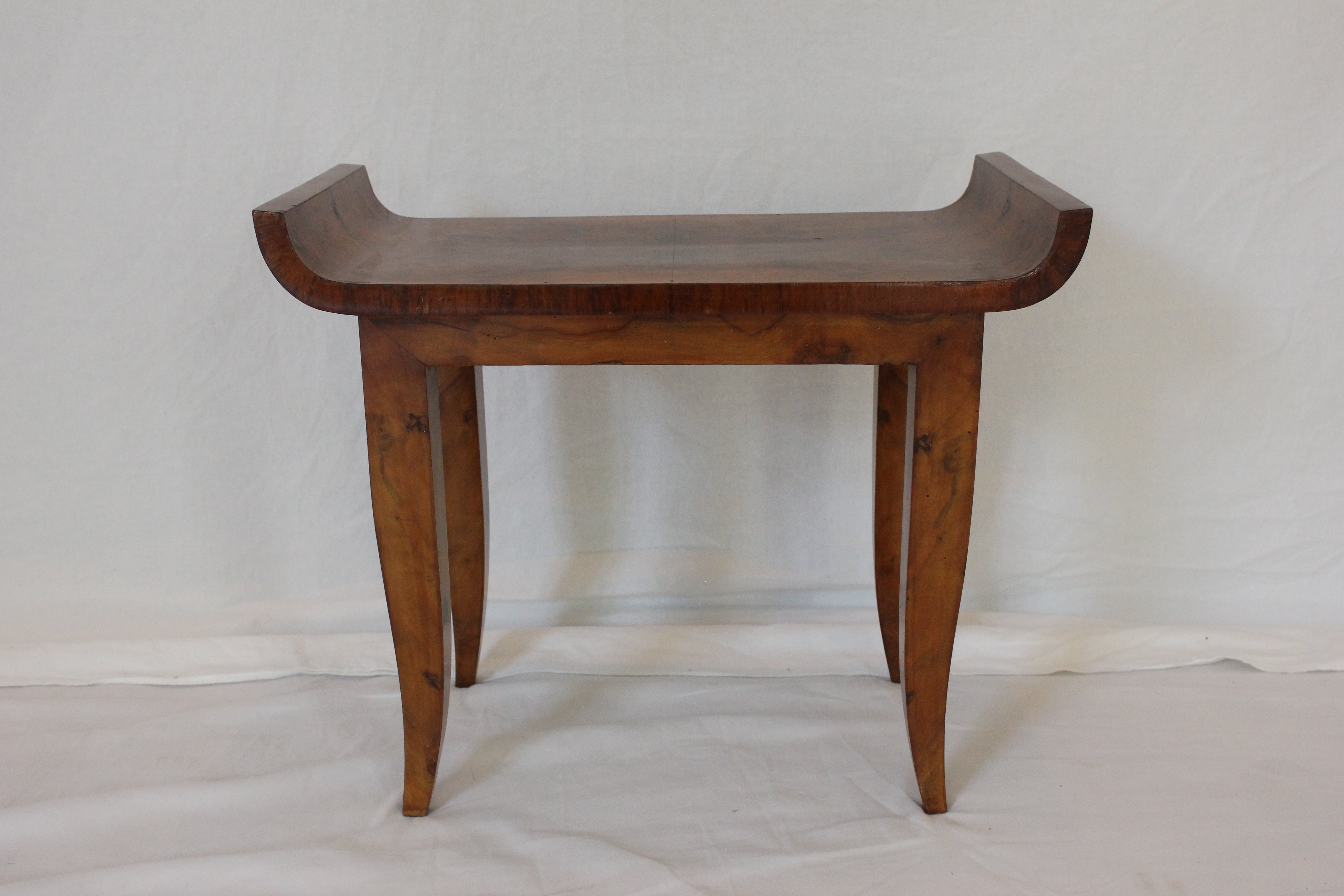 AF2-375: Antique Austrian Biedermeier Walnut Veneered Stool Circa 1830