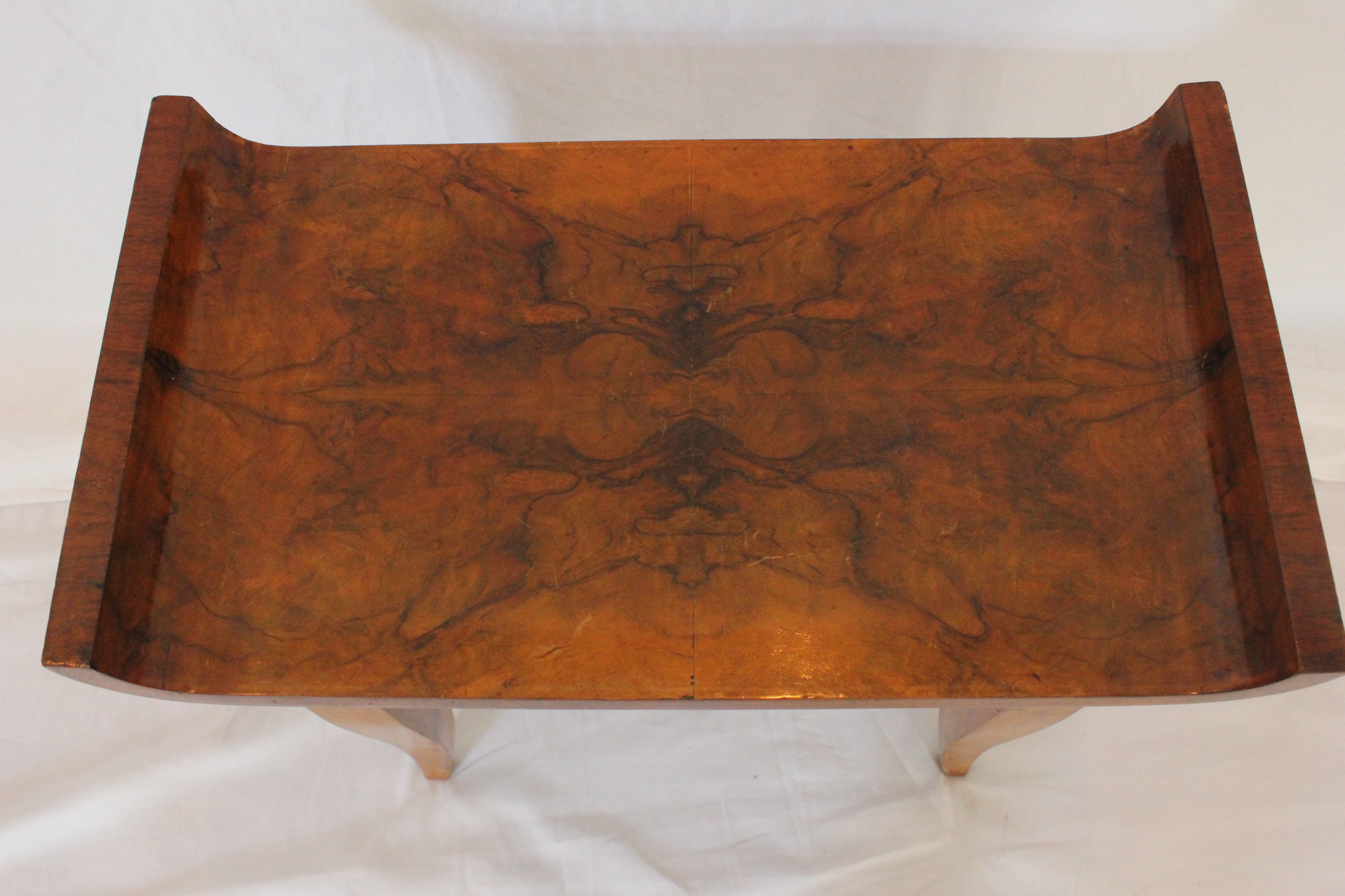 AF2-375: Antique Austrian Biedermeier Walnut Veneered Stool Circa 1830