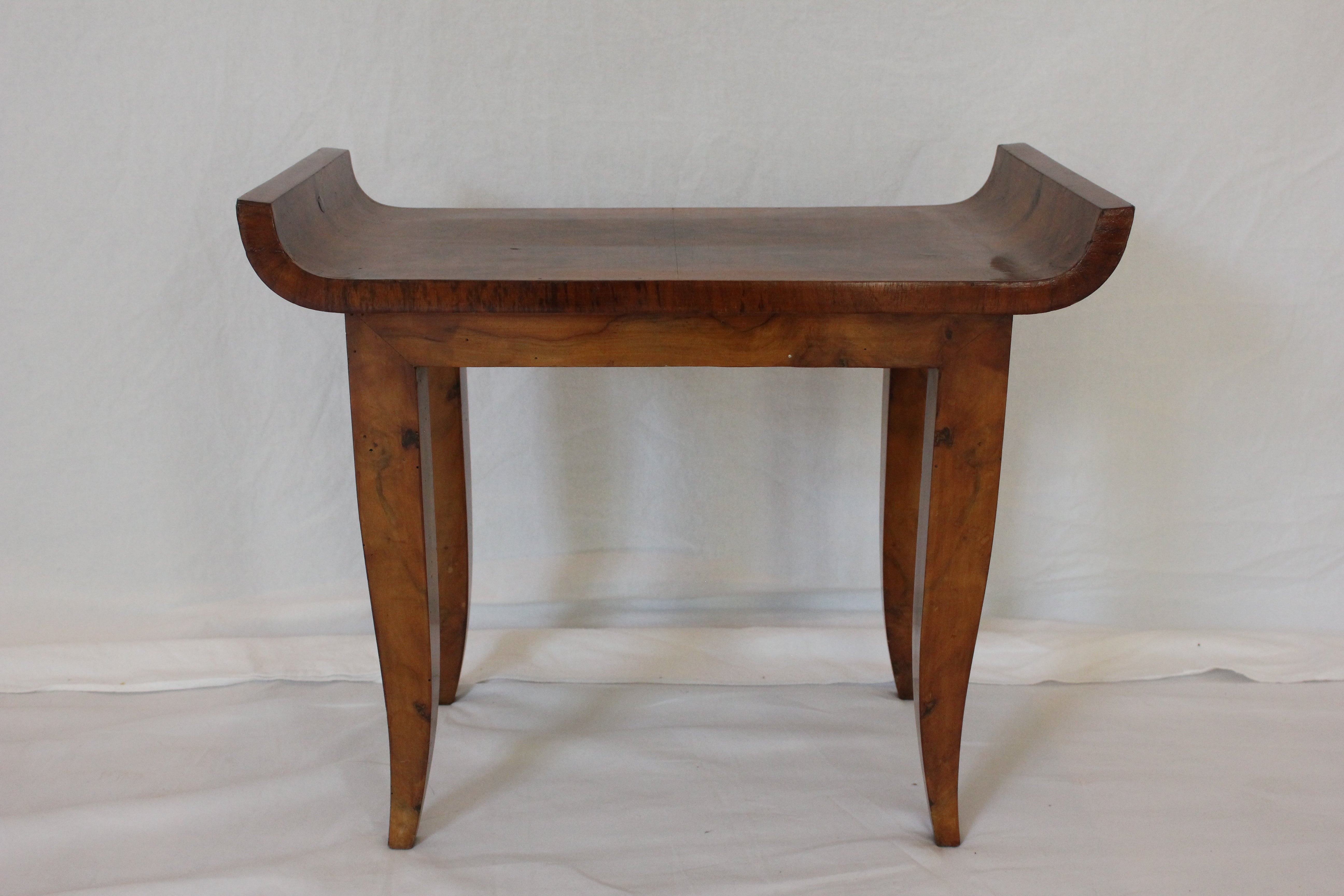 AF2-375: Antique Austrian Biedermeier Walnut Veneered Stool Circa 1830
