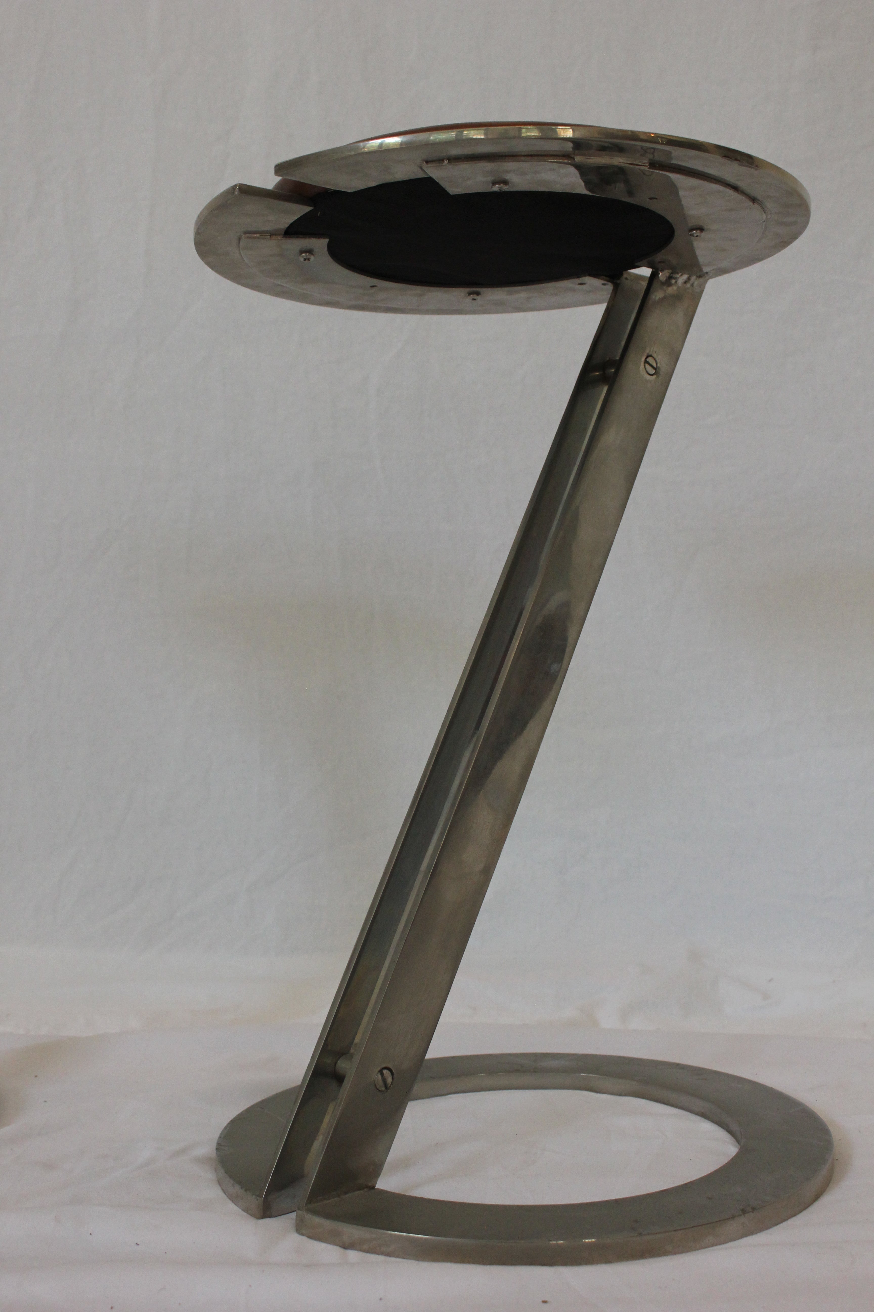 AF2-390 - Vintage Pair of Late 20th Century Stainless Steel & Leather Stools