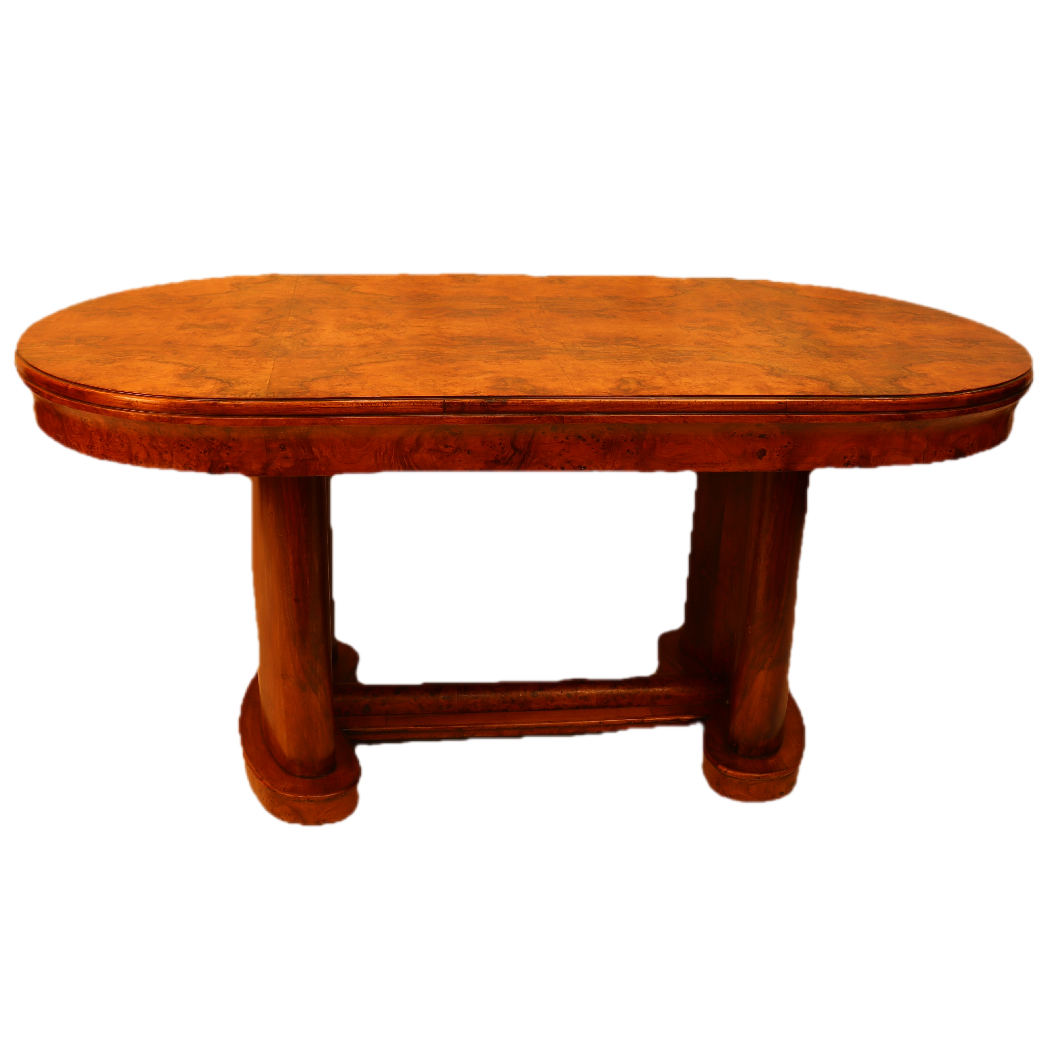 AF1-393: Antique Early 19th Century Austrian Biedermeier Burled Walnut Library Table