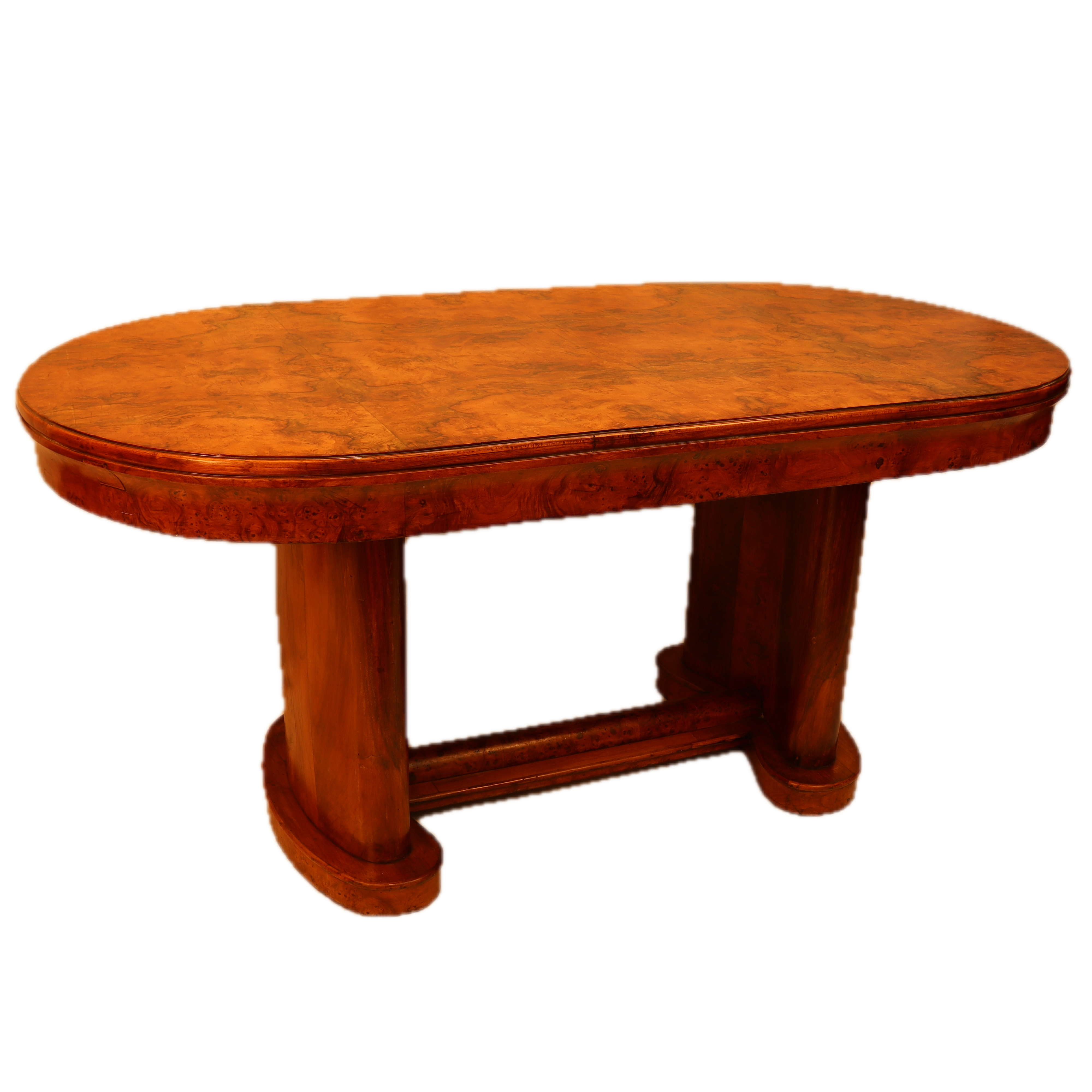 AF1-393: Antique Early 19th Century Austrian Biedermeier Burled Walnut Library Table