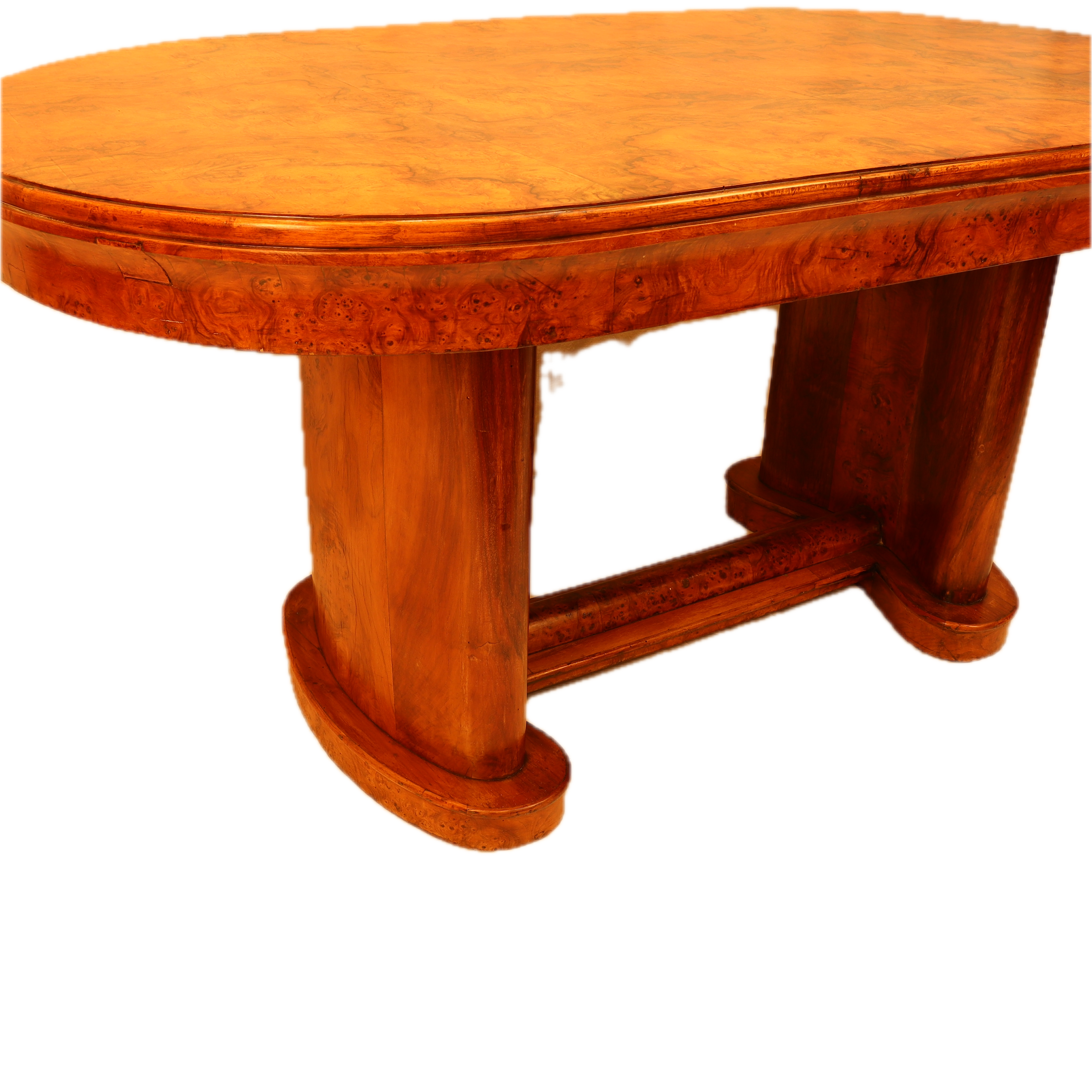 AF1-393: Antique Early 19th Century Austrian Biedermeier Burled Walnut Library Table