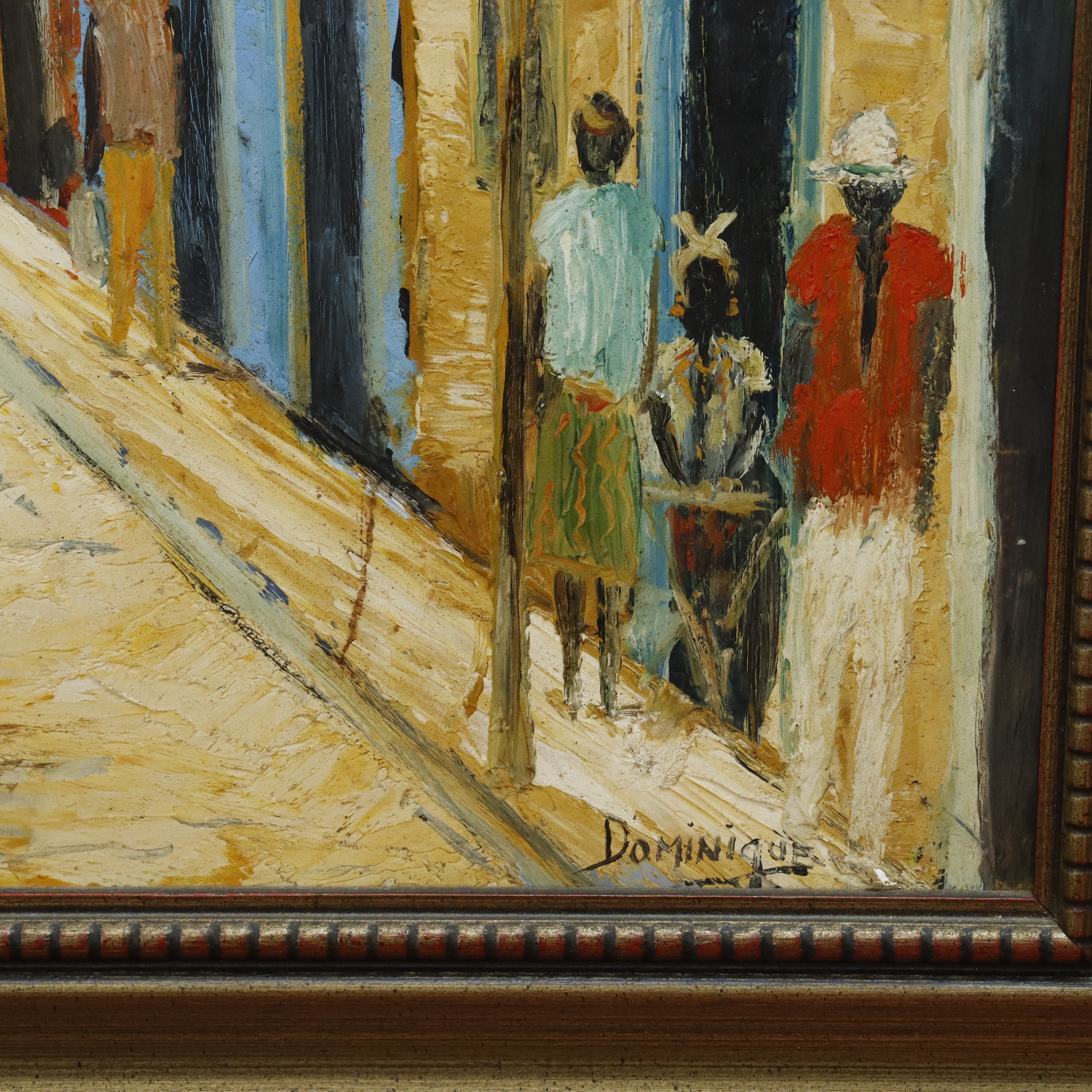 AW005: Salvador Brazilian Street to Bay of Bahia Oil on Board Signed Dominique