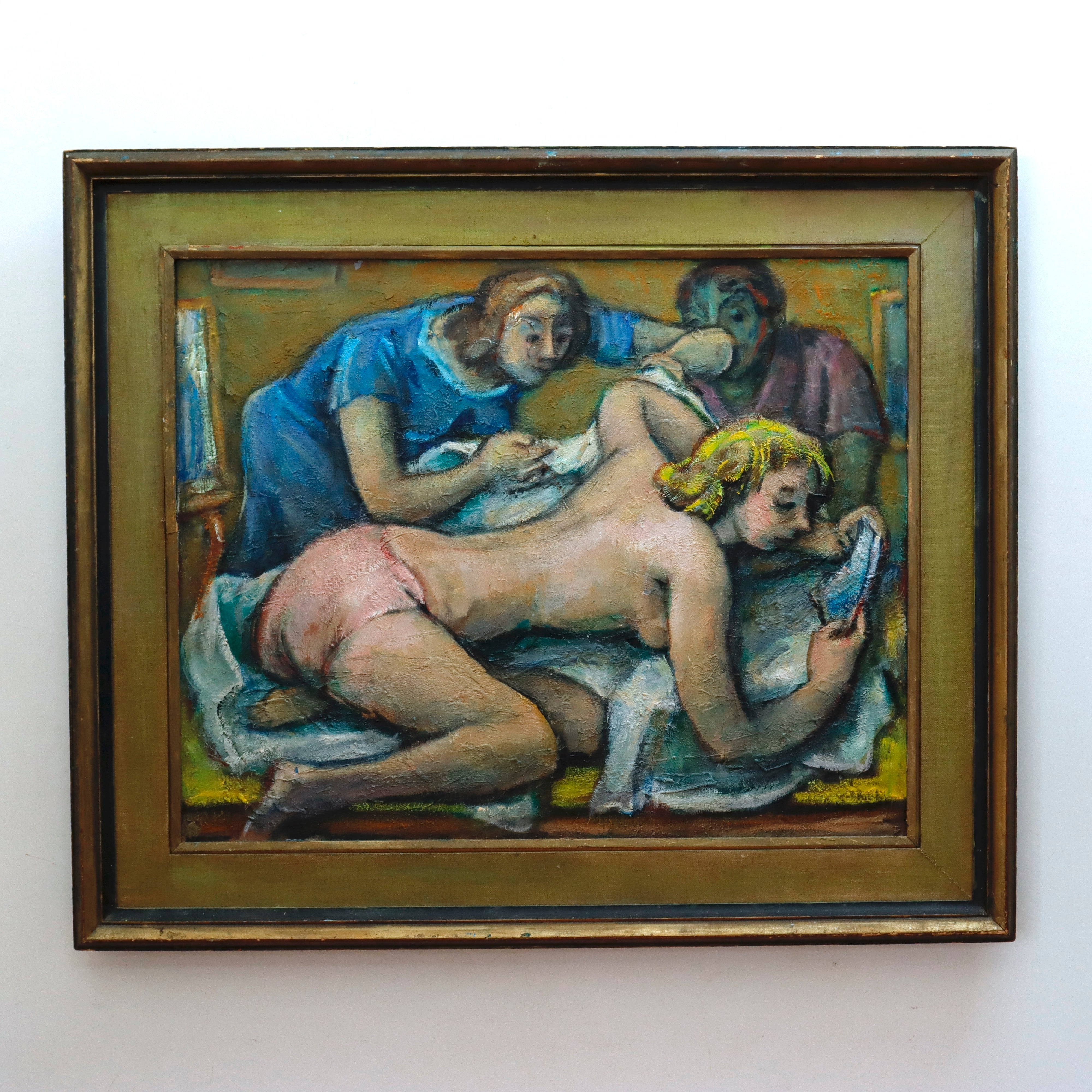 AW909: Samuel Heller "Lavishment" Mid Century Modernist Oil on Canvas Painting