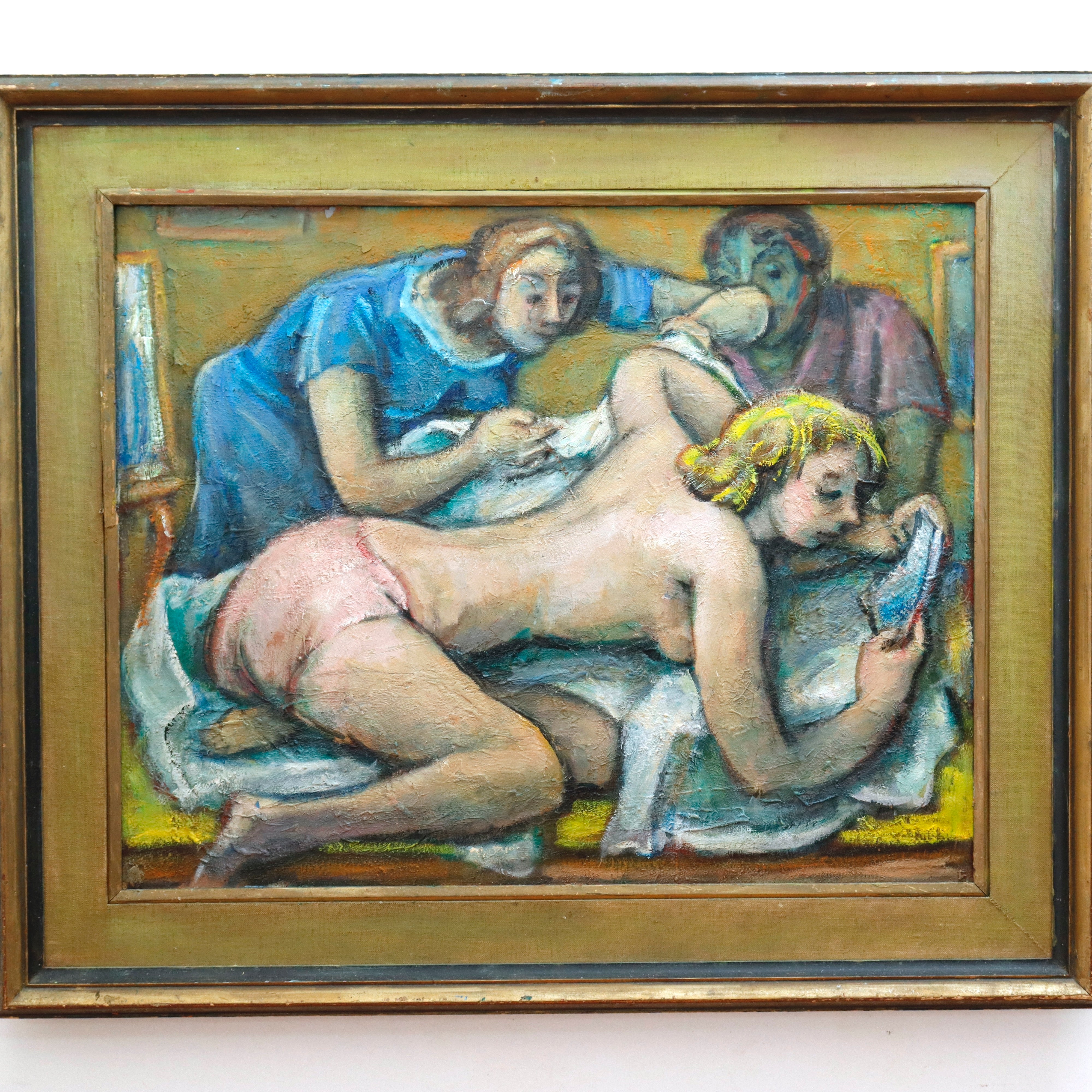 AW909: Samuel Heller "Lavishment" Mid Century Modernist Oil on Canvas Painting