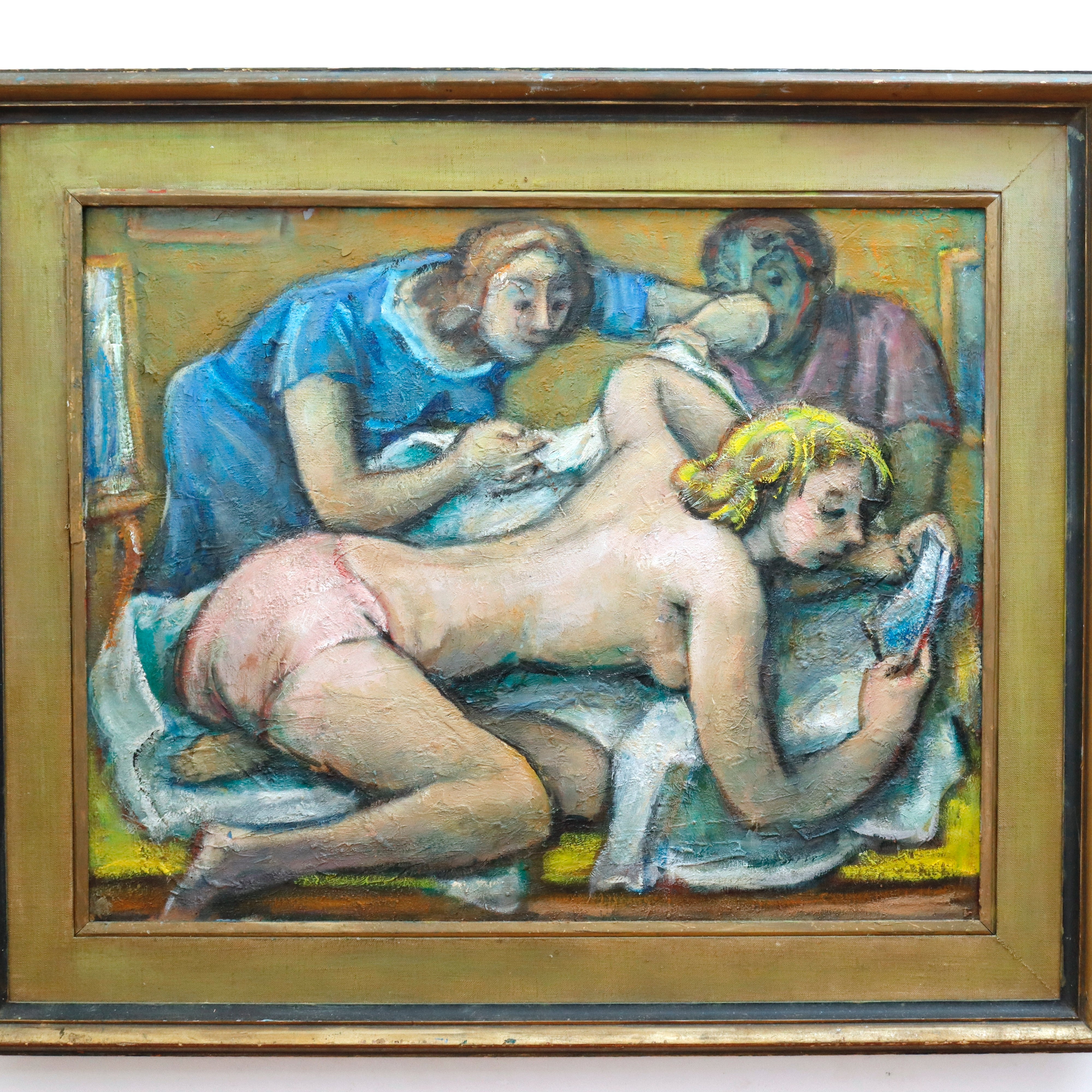 AW909: Samuel Heller "Lavishment" Mid Century Modernist Oil on Canvas Painting