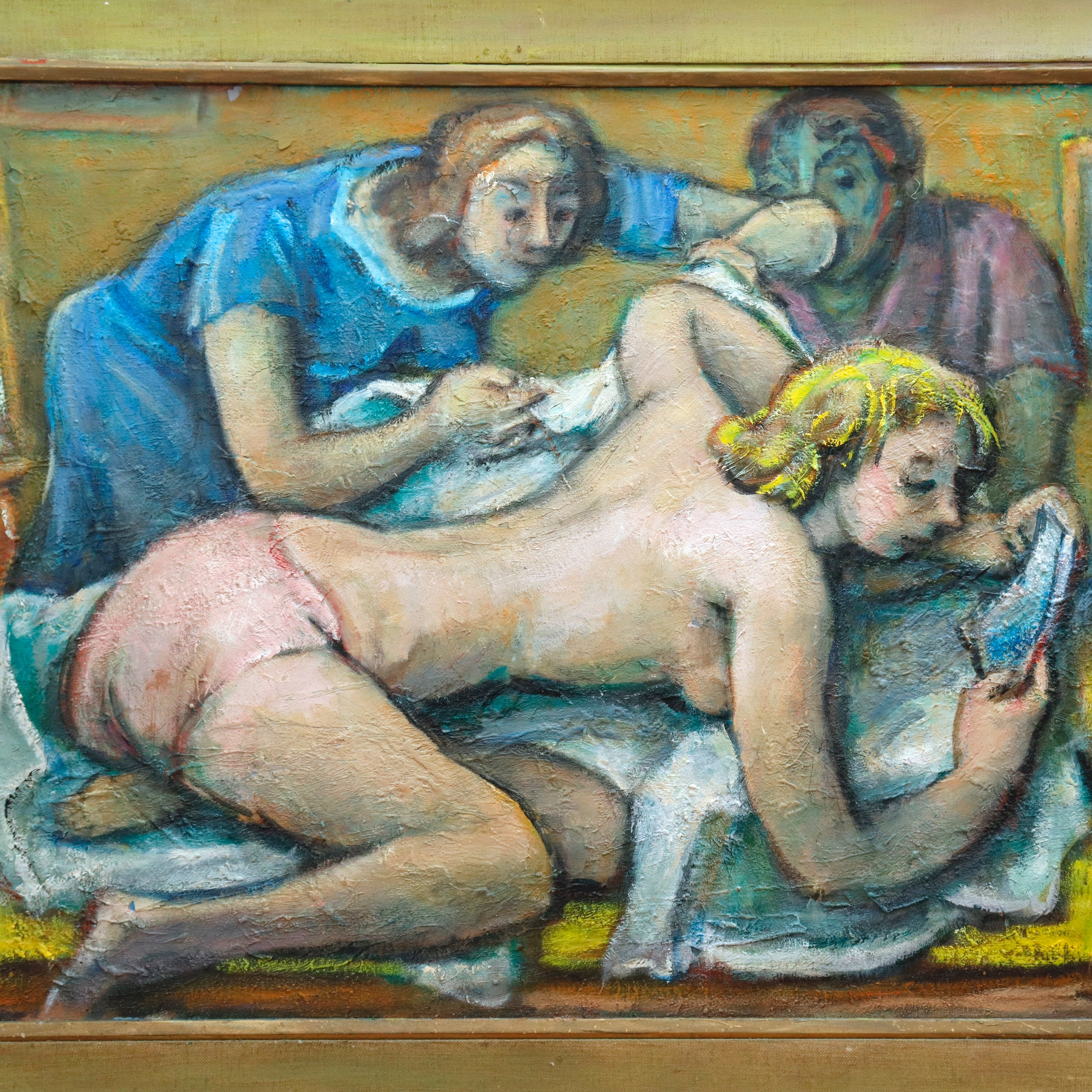 AW909: Samuel Heller "Lavishment" Mid Century Modernist Oil on Canvas Painting