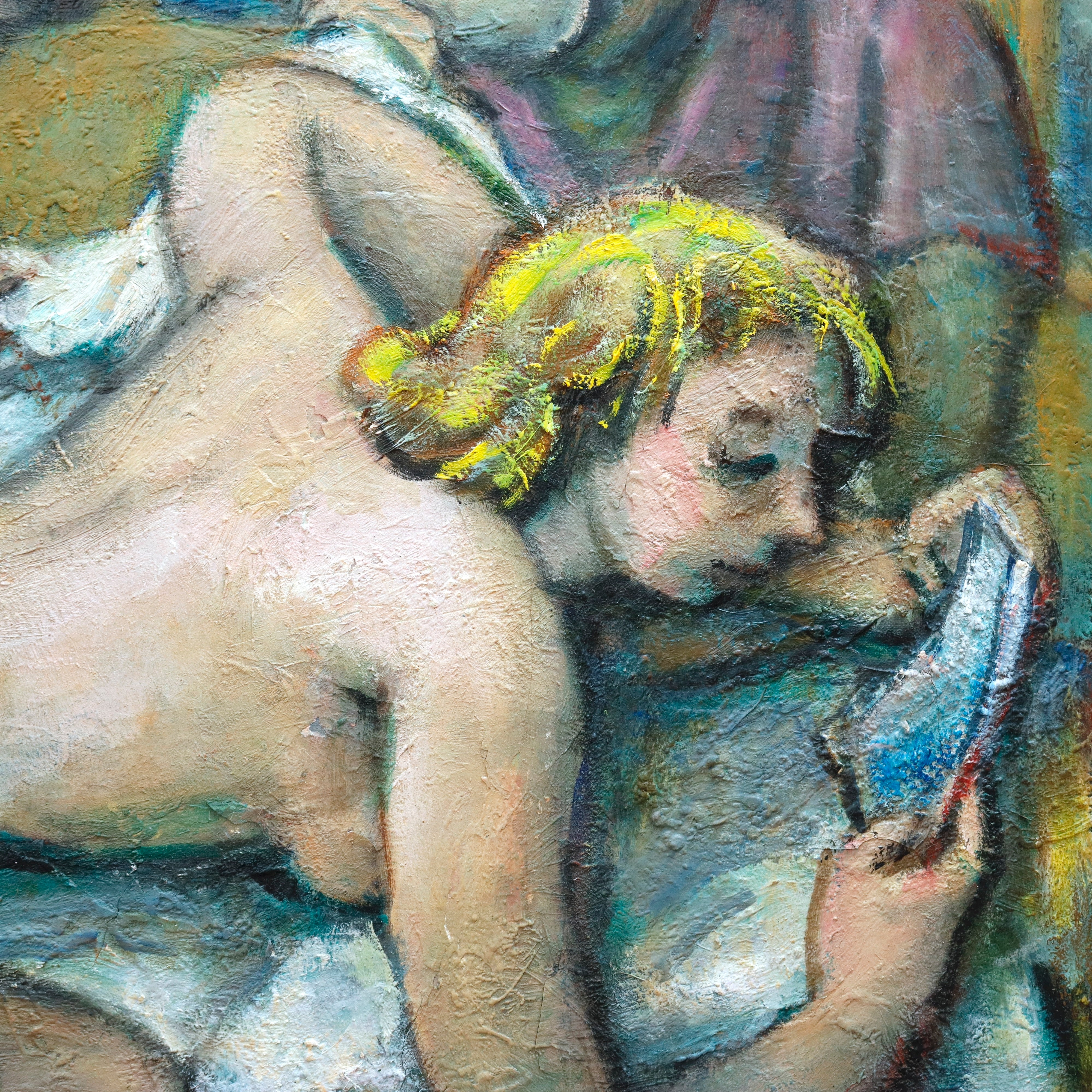 AW909: Samuel Heller "Lavishment" Mid Century Modernist Oil on Canvas Painting