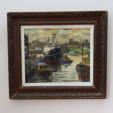 WPA Style Industrial Harbor Scene Circa 1940's | Work of Man