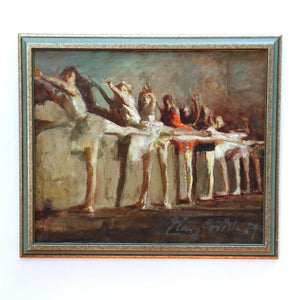 AW912: Ballet Practice Impressionist Oil on Canvas Painting Mid 19th Century