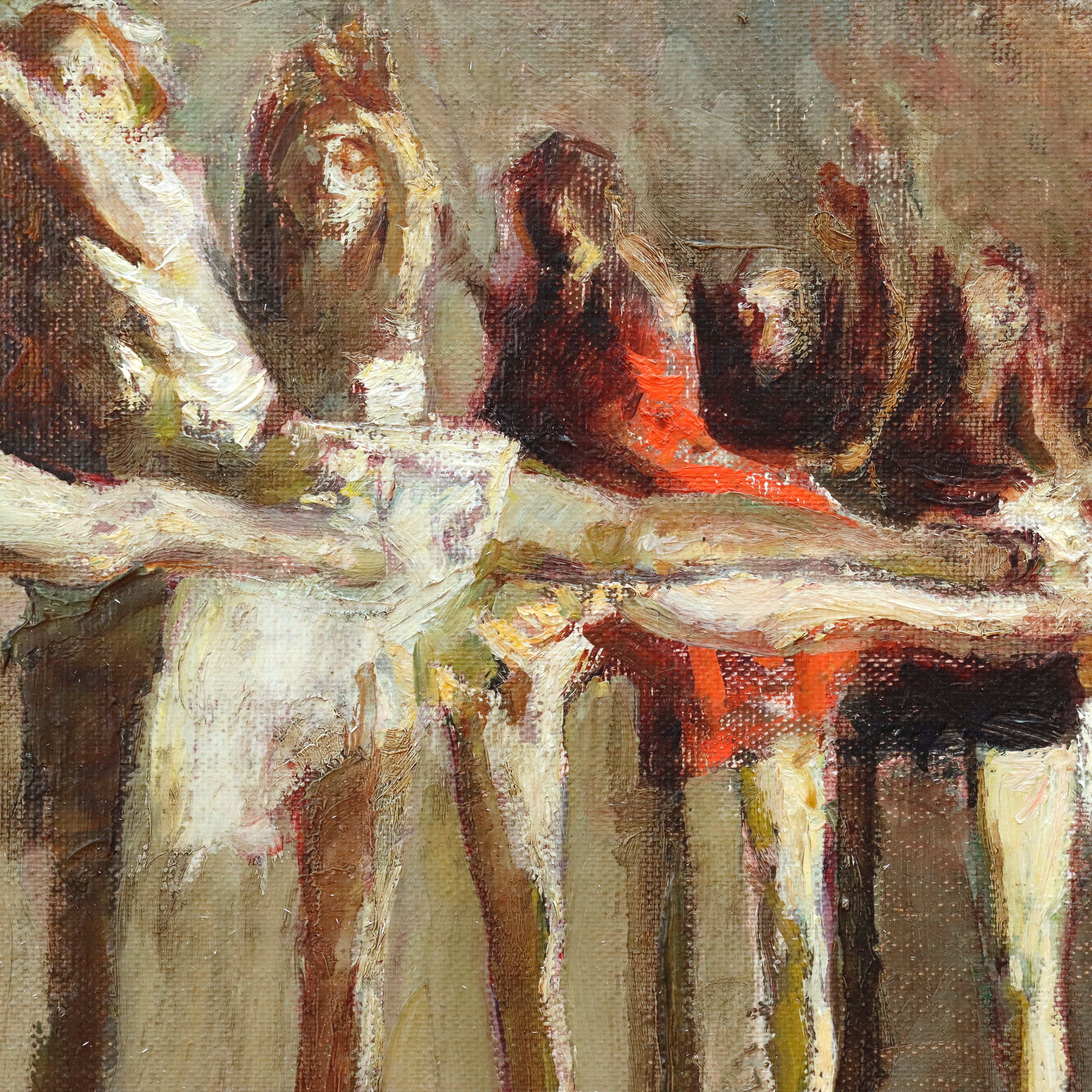 AW912: Ballet Practice Impressionist Oil on Canvas Painting Mid 19th Century