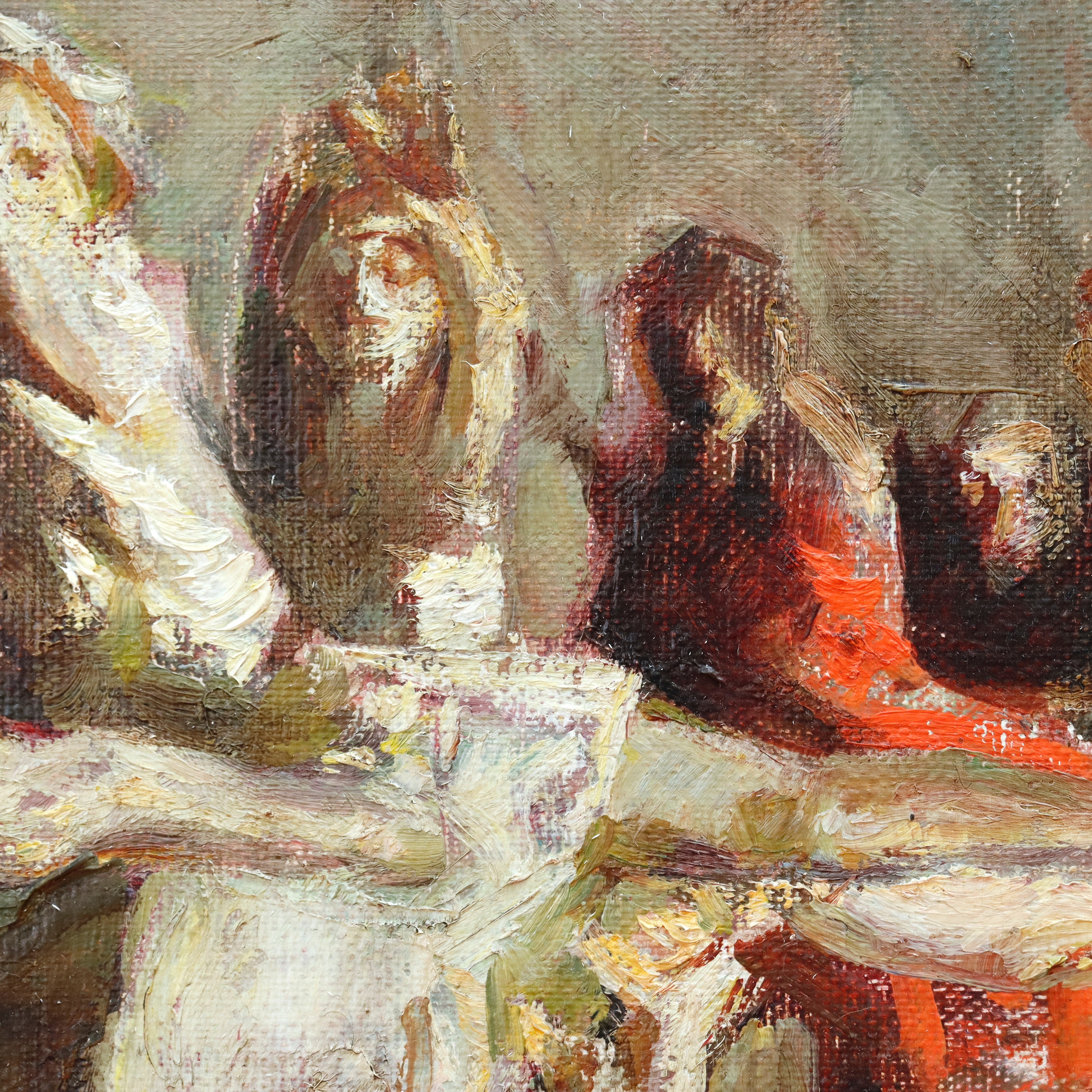 AW912: Ballet Practice Impressionist Oil on Canvas Painting Mid 19th Century