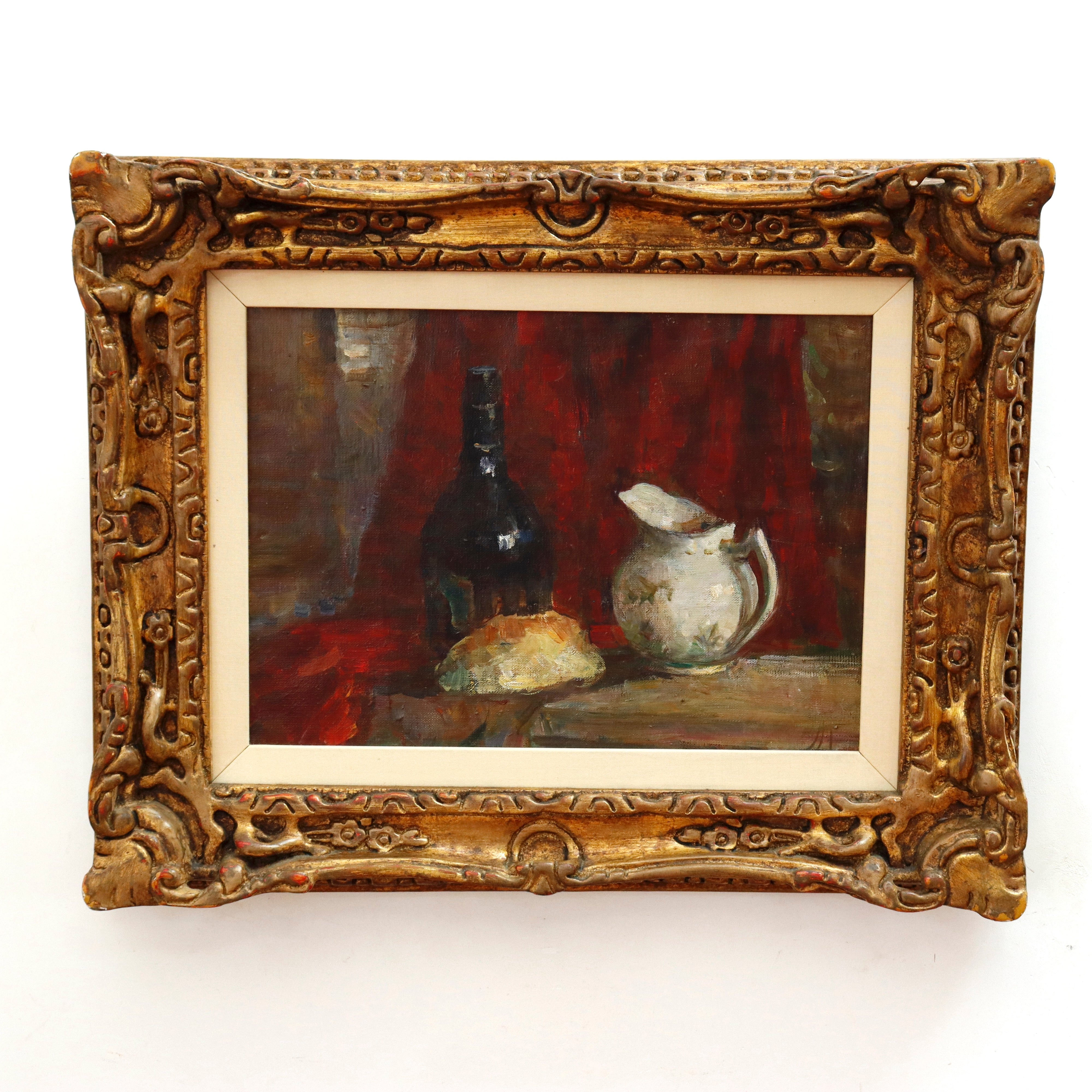Tatyana Petrova Still Life w/ Bottle & Jug Oil on Canvas Painting | Work of Man