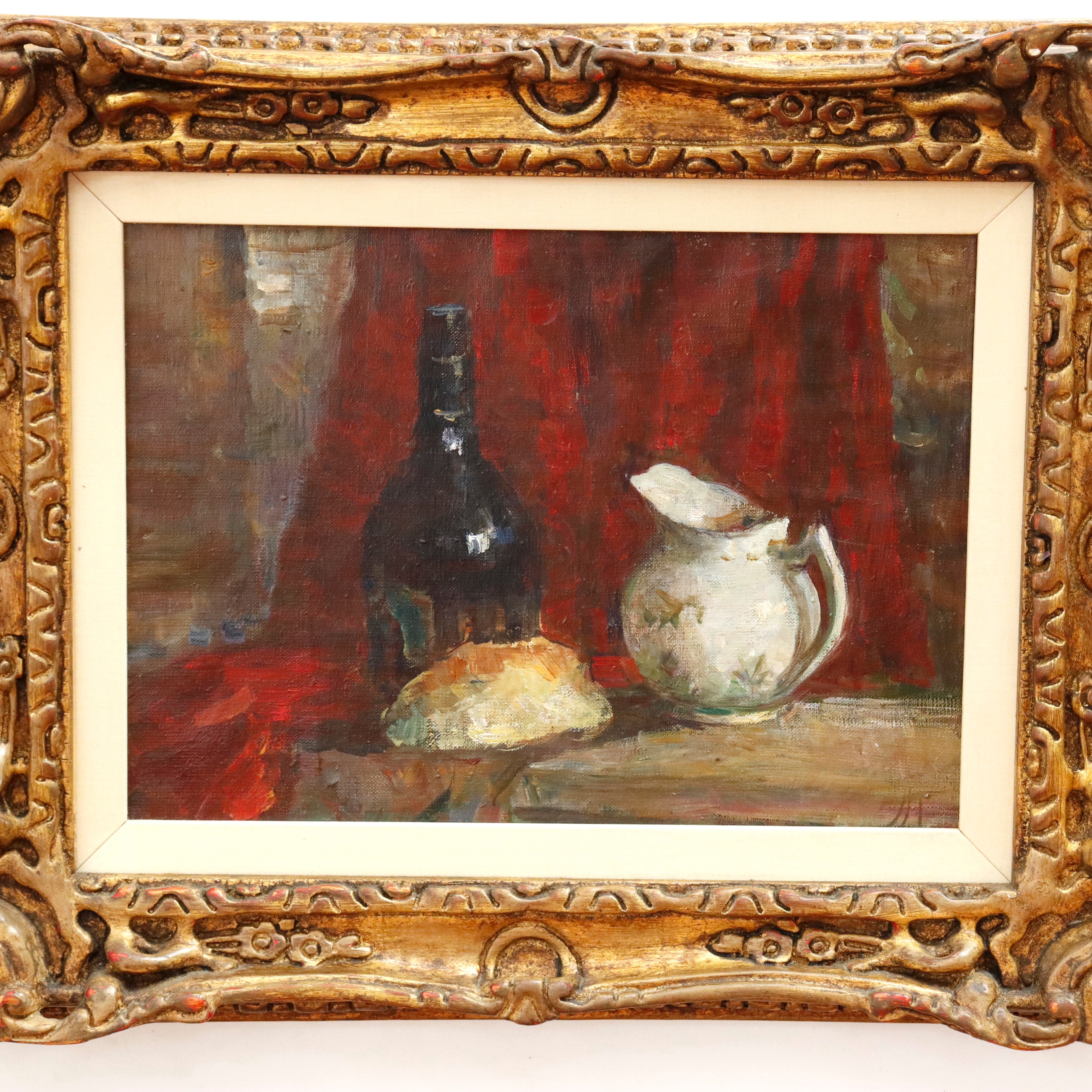 AW308: Tatyana Petrova Still Life w/ Bottle & Jug Oil on Canvas Painting