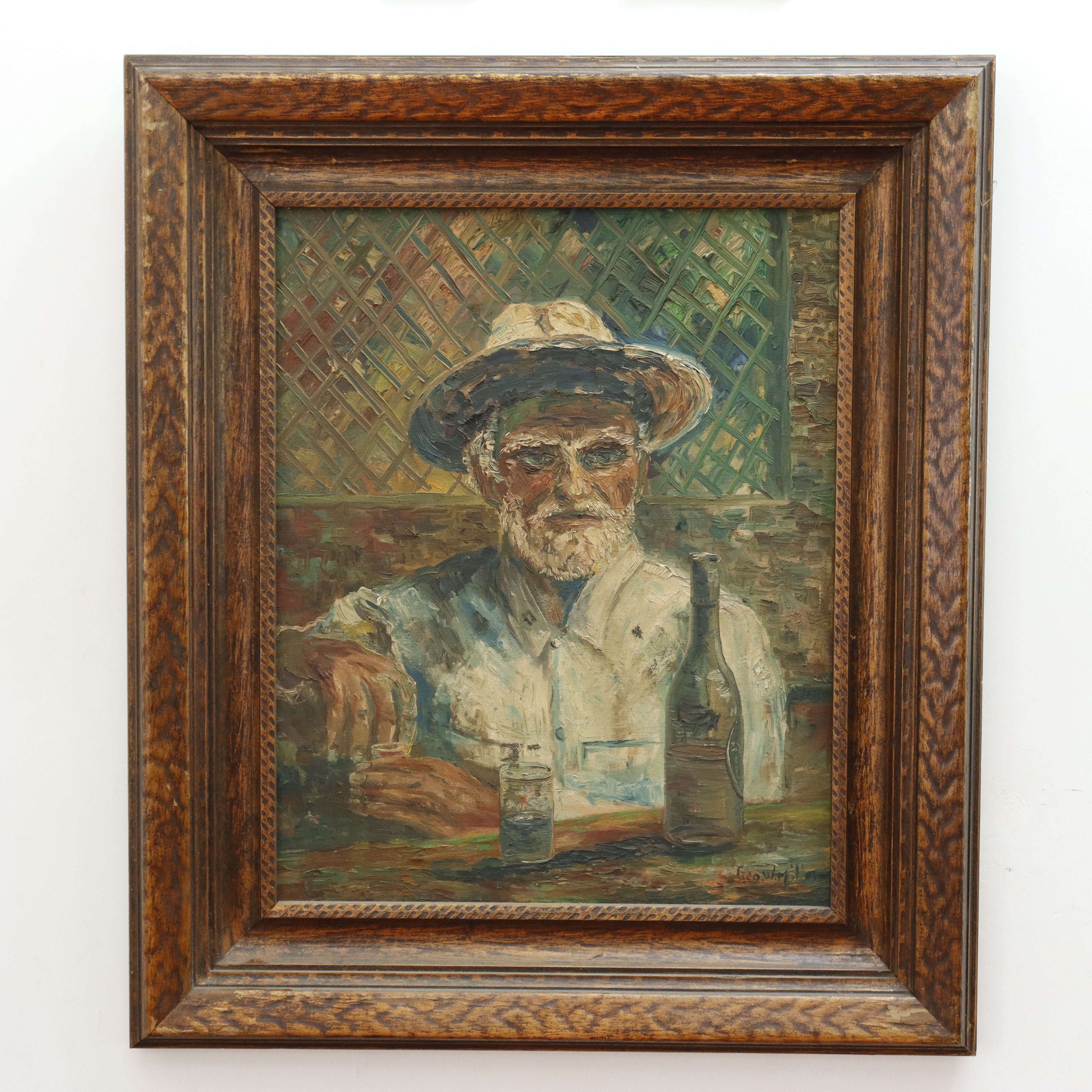 George W. Miller Self Portrait Oil on Board Painting | Work of Man