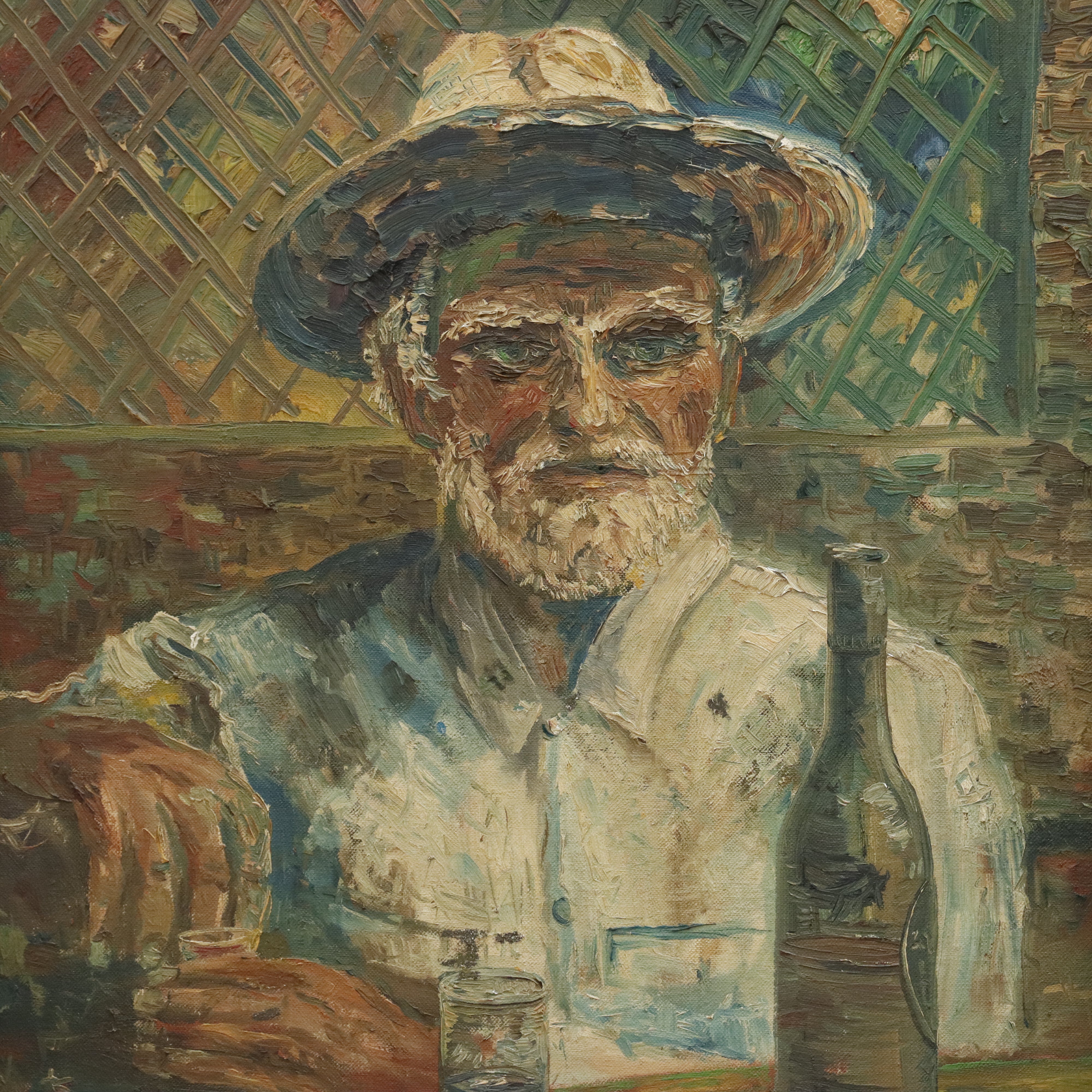 AW215: George W. Miller Self Portrait Oil on Board Painting